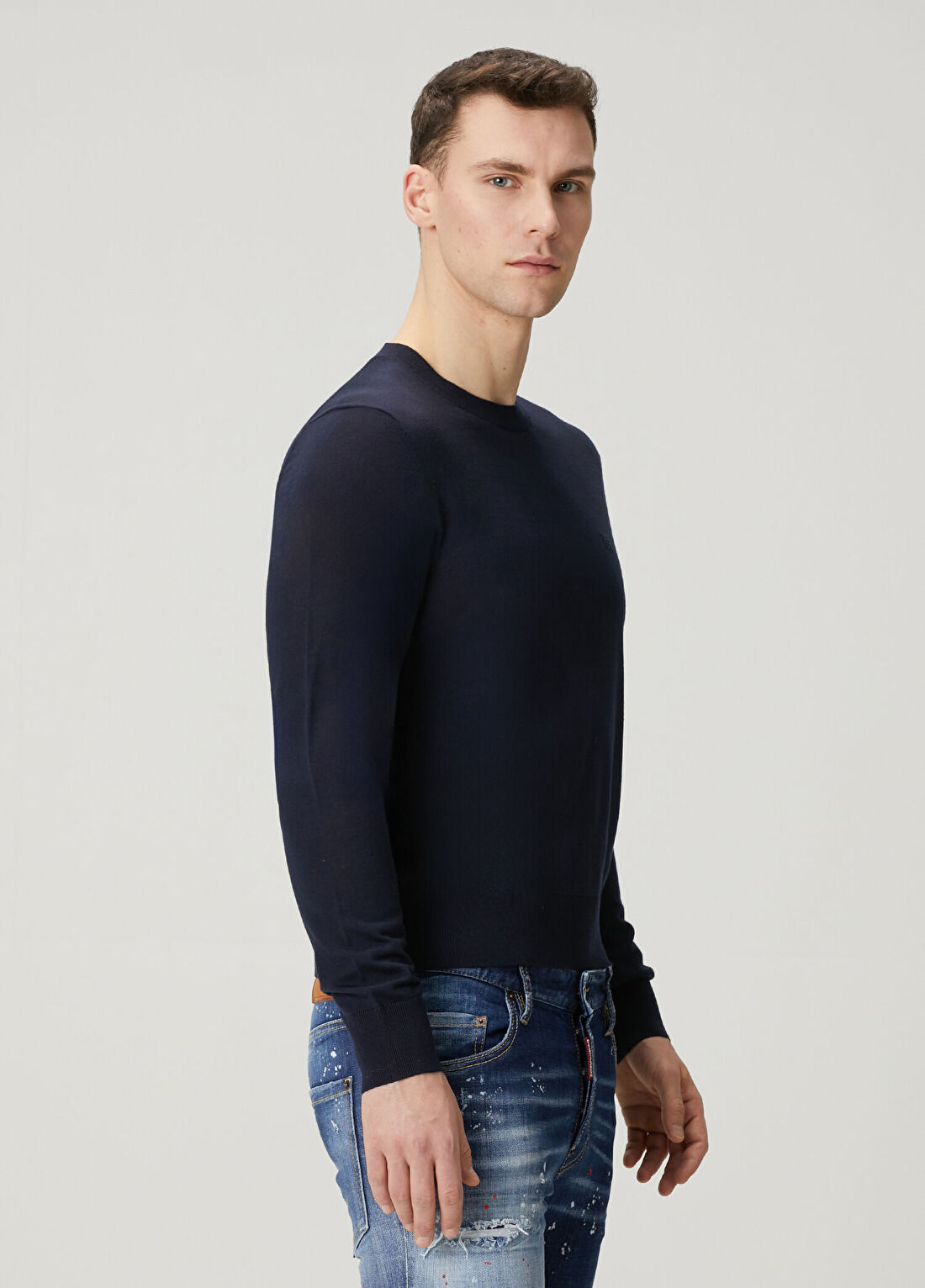 Dsquared2 Lacivert Logo Nakışlı Yün Kazak görsel 3