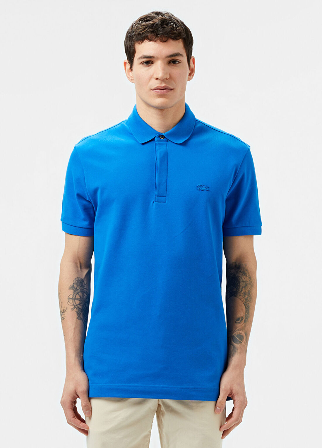 Lacoste Paris Mavi Regular Fit Polo Yaka Erkek T-Shirt