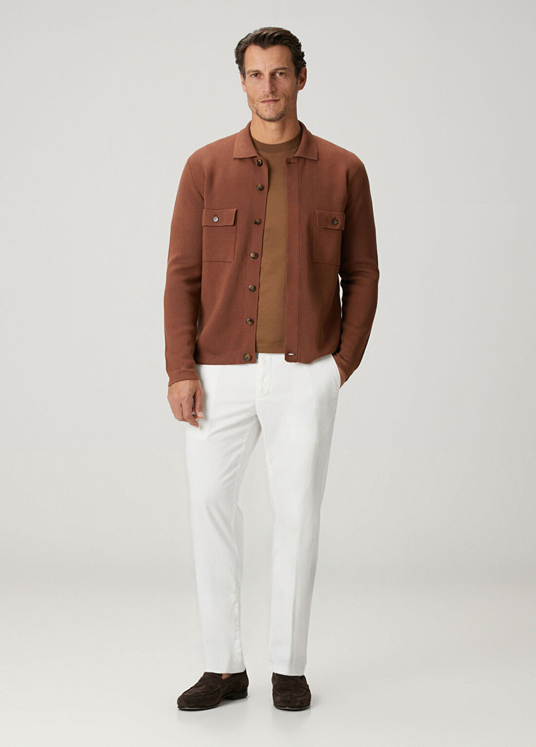 Canali Kahverengi Basic T-shirt görsel 2