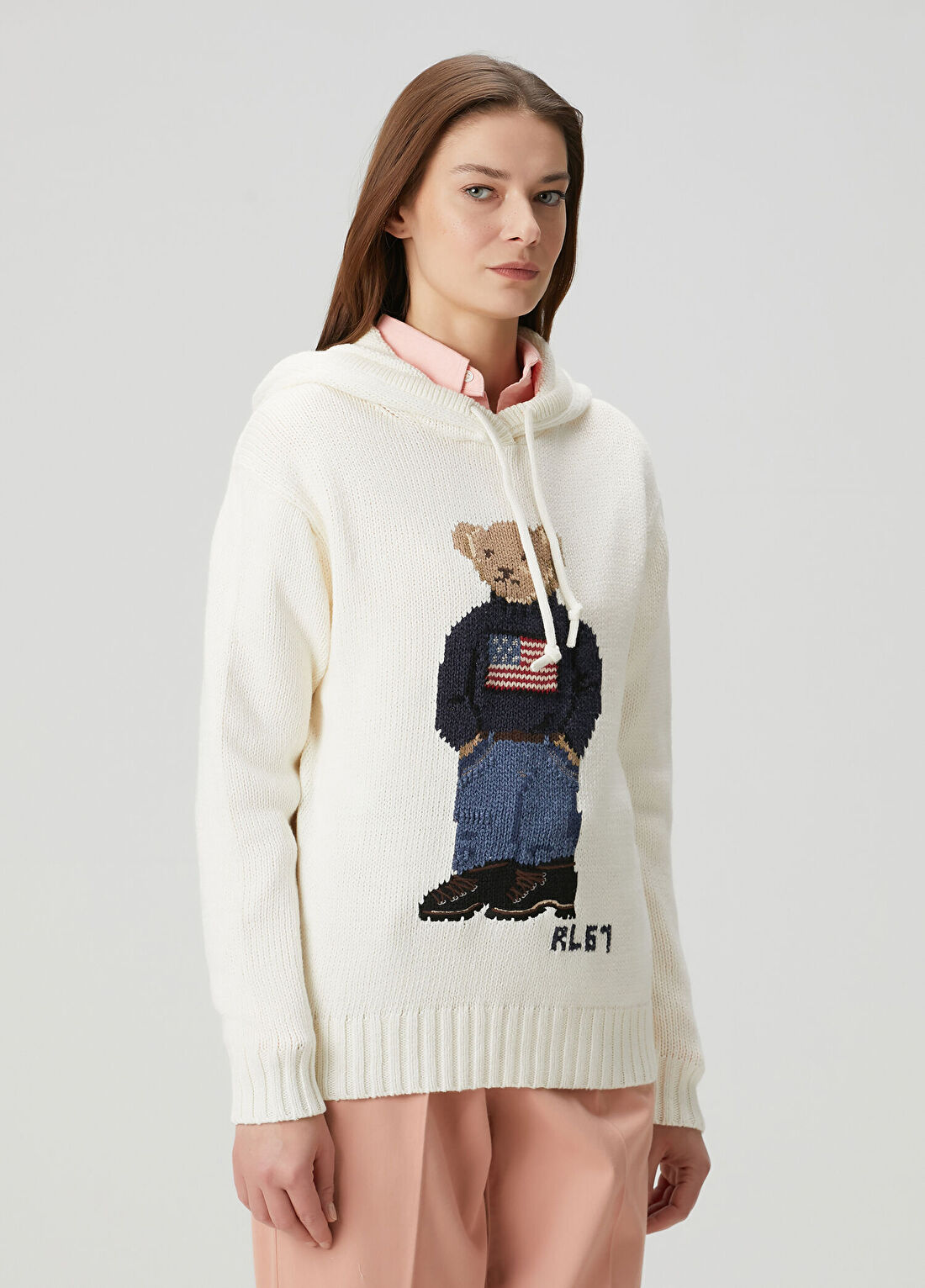 Polo Ralph Lauren Polo Bear Krem Kapüşonlu Triko görsel 3