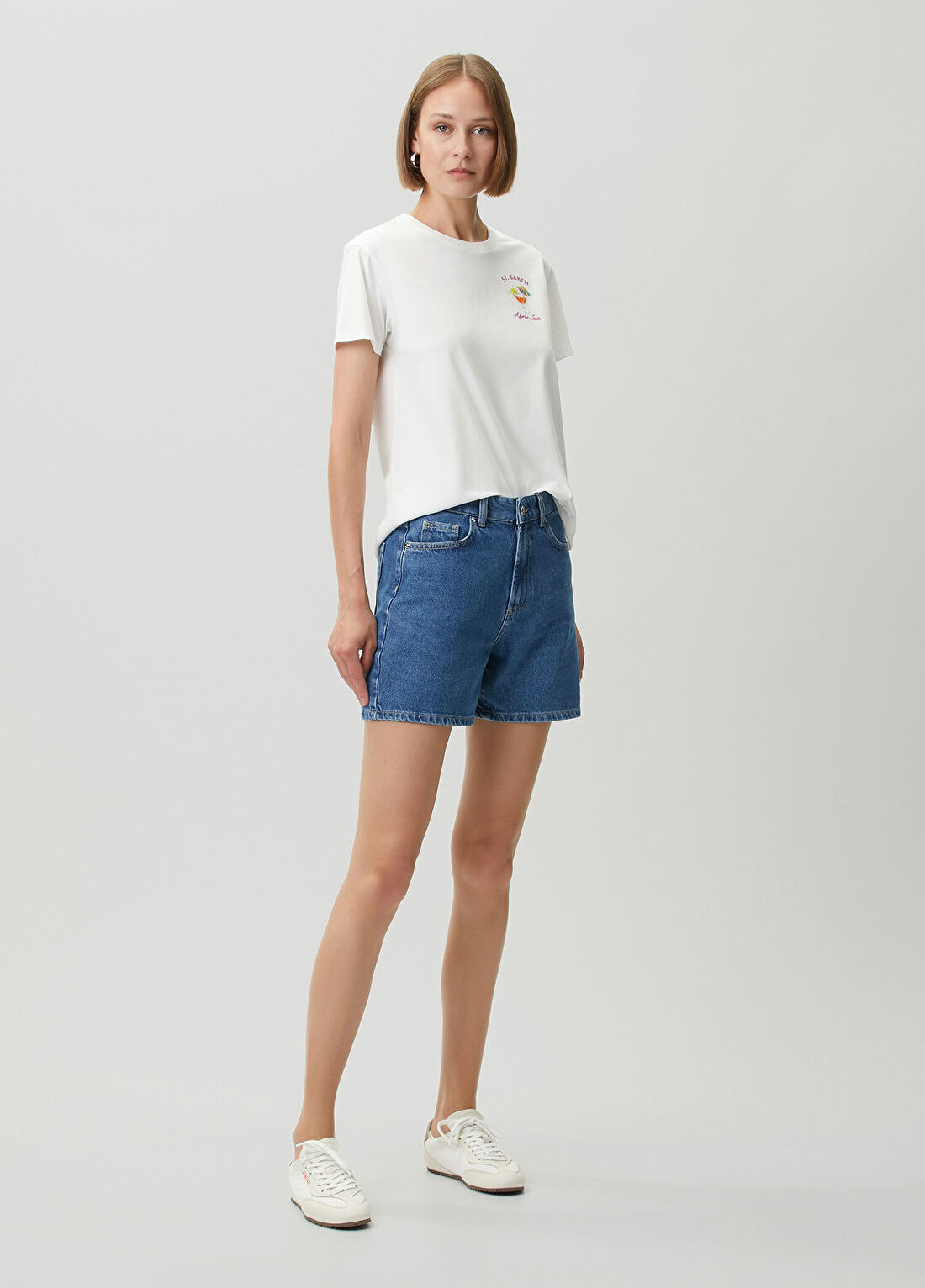 MC2 (Saint Barth) Emilie Beyaz Taşlı T-shirt görsel 2
