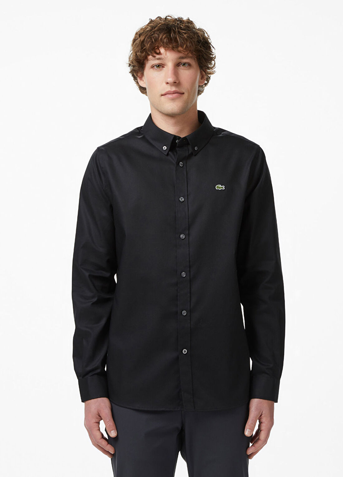Lacoste Siyah Düğmeli Yaka Uzun Kollu Erkek Gömlek