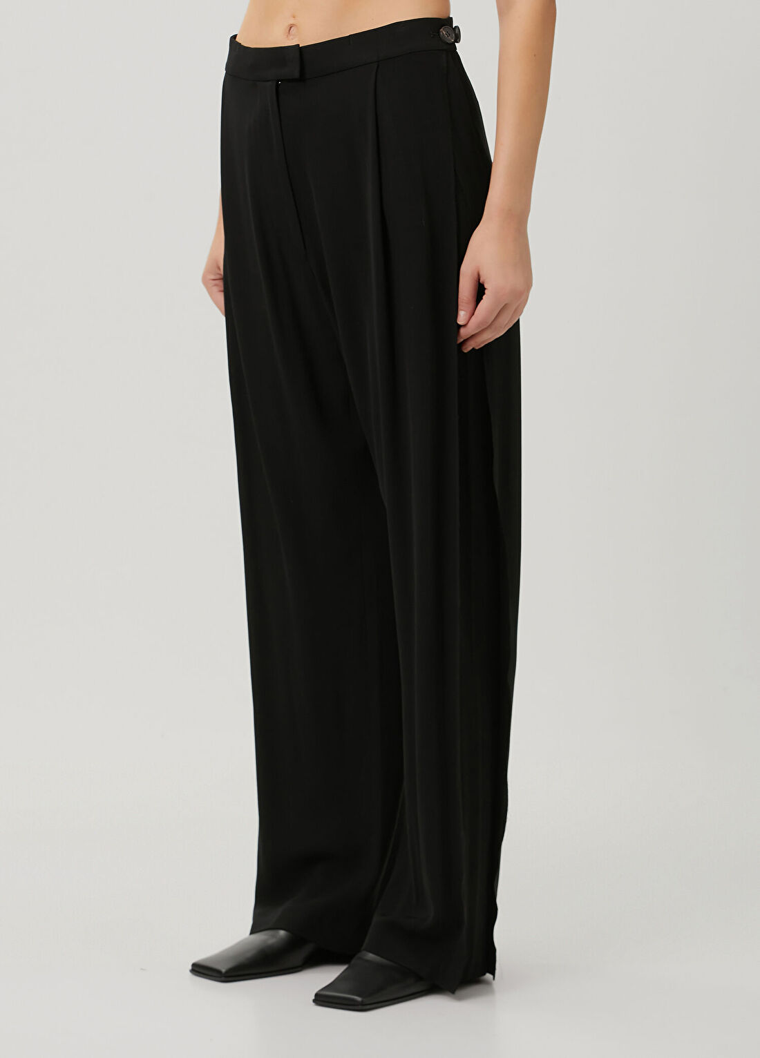 Litkovska Siyah Wide Leg Yün Pantolon görsel 2