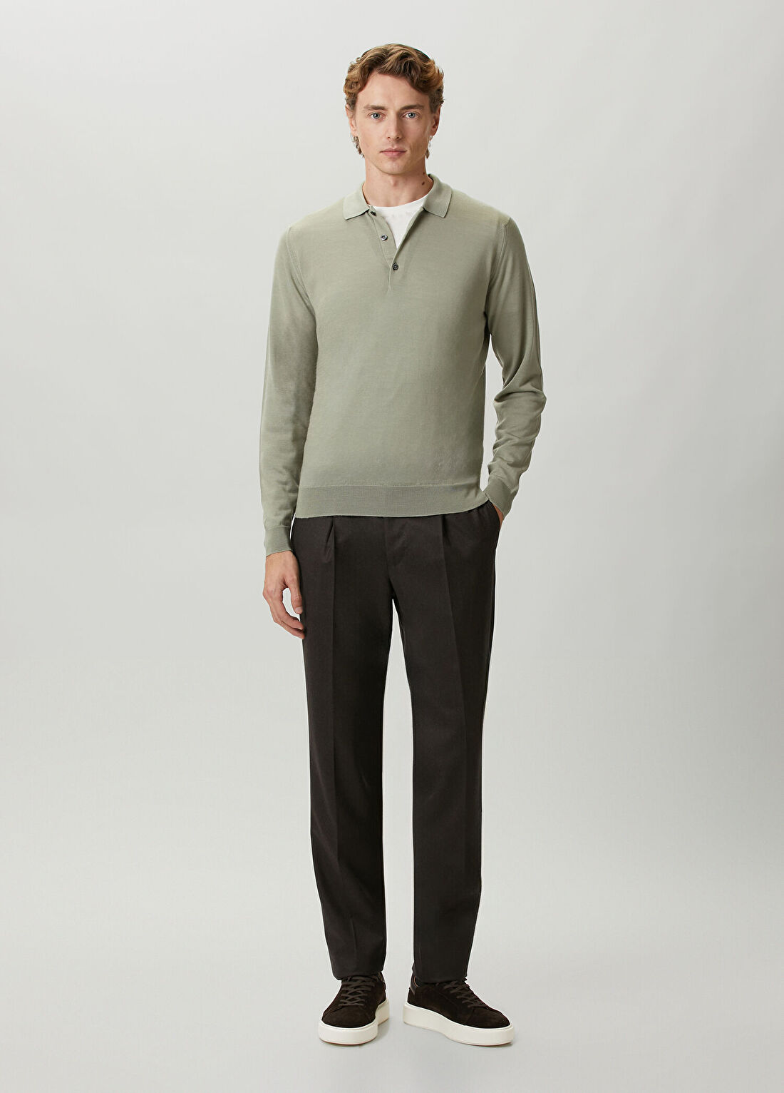 John Smedley Belpe Yeşil Polo Yaka Yün Triko görsel 2