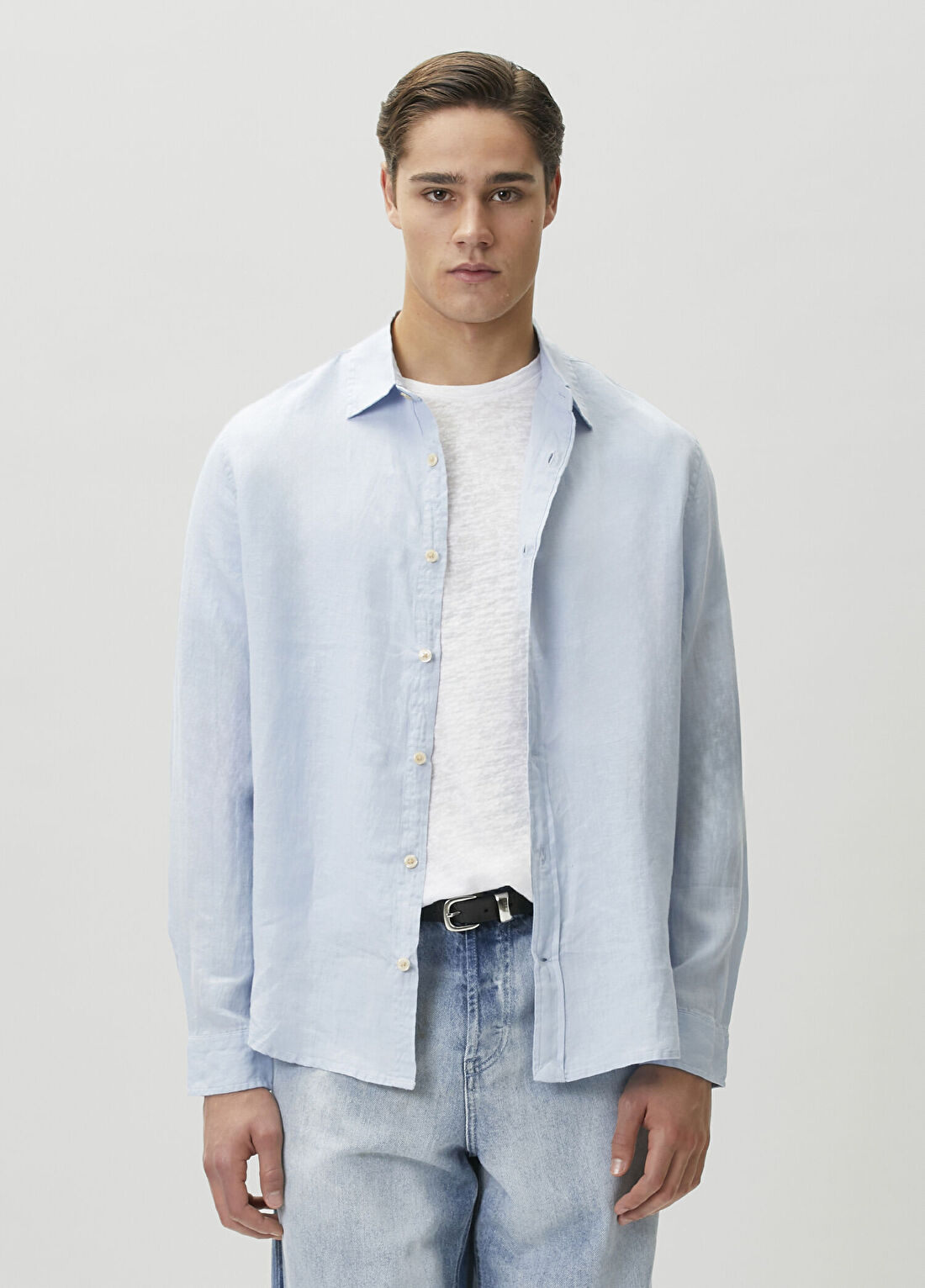 AllSaints Loom Açık Mavi Keten Gömlek