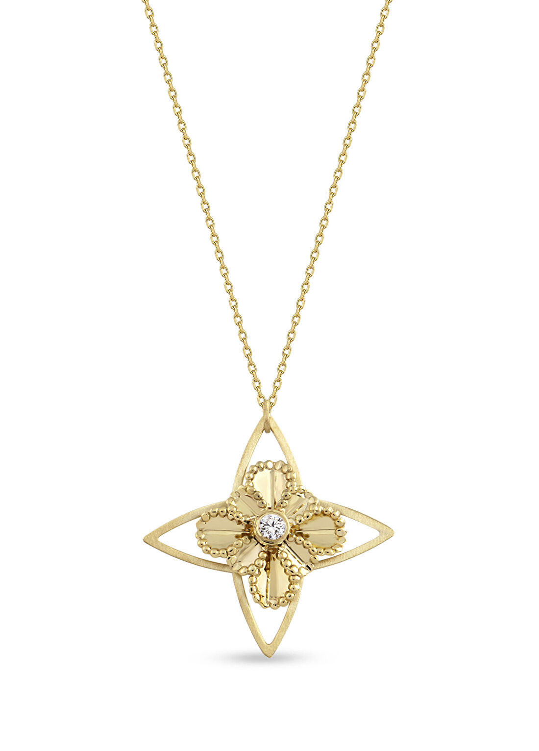 Orena Jewelry North Lotus Pırlanta Taşlı 14 Ayar Altın Kadın Kolye