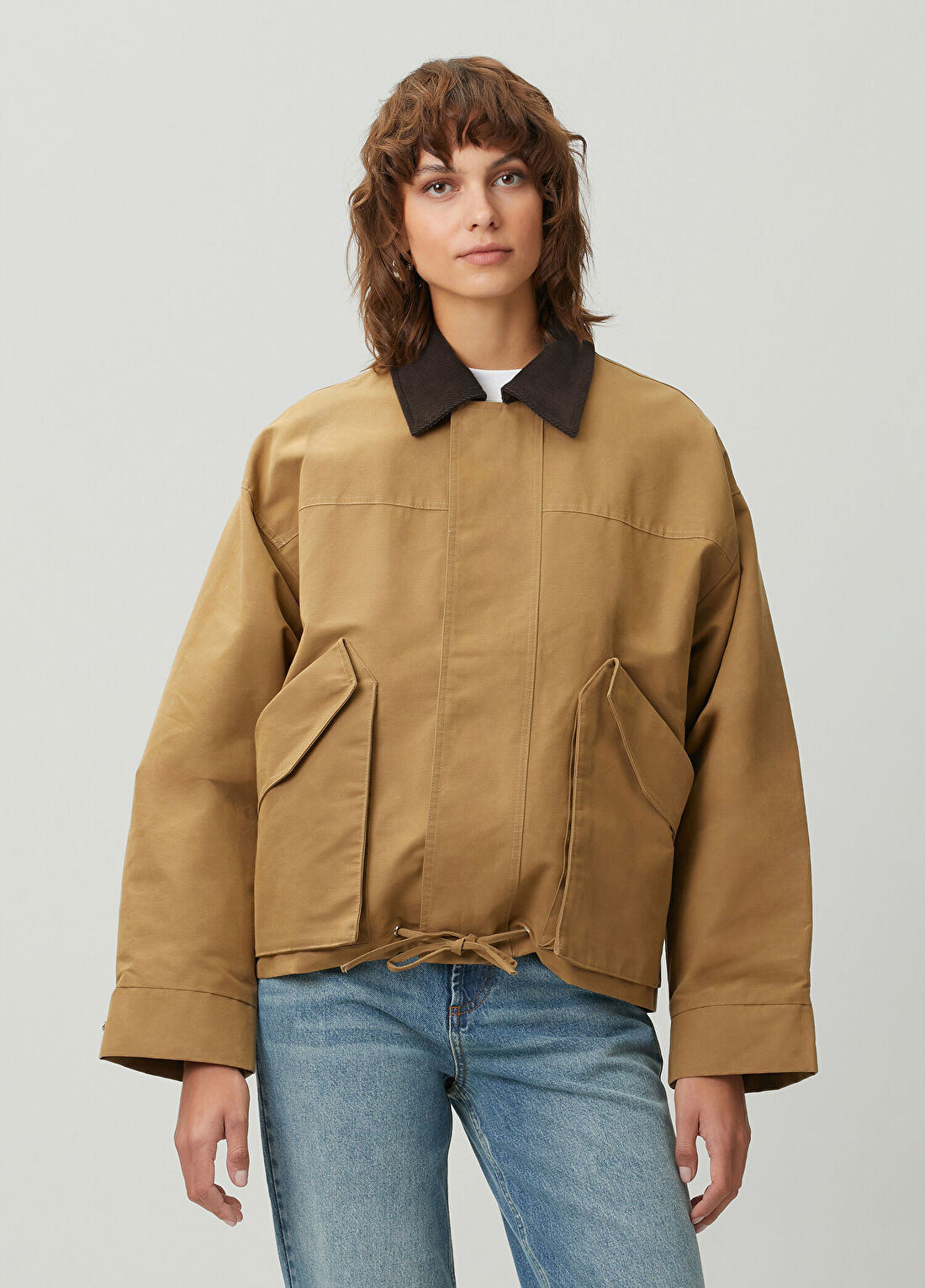 Academia Camel Kadife Yaka Mont