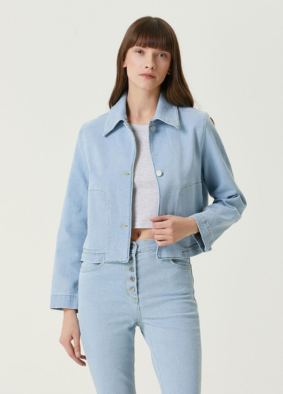 Dare London Paris Açık Mavi Kadın Jean Ceket görsel 2