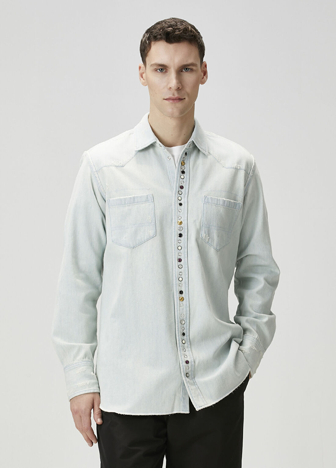 Golden Goose Regular Fit Mavi Denim Gömlek