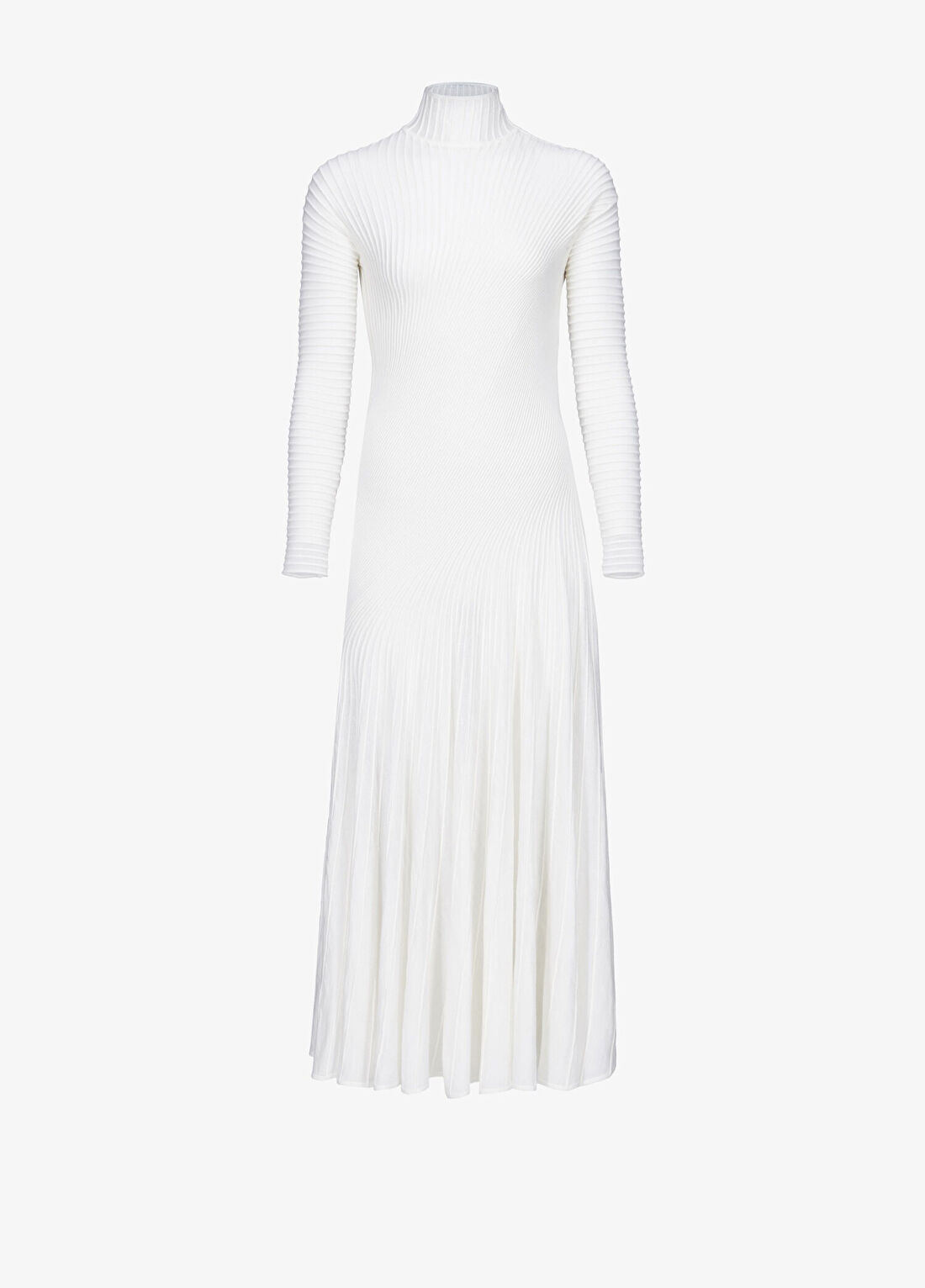 Alaïa Beyaz Midi İnce Yün Elbise