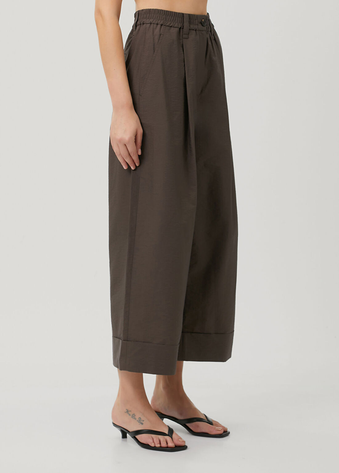 Brunello Cucinelli Kahverengi Wide Leg Pantolon görsel 3