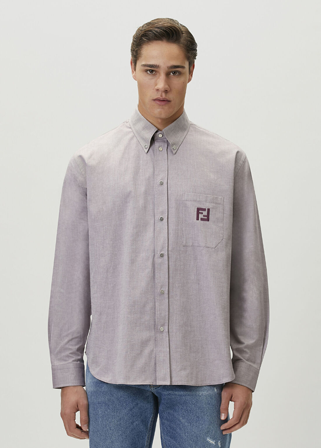 Fendi Comfort Fit Bordo Oxford Gömlek