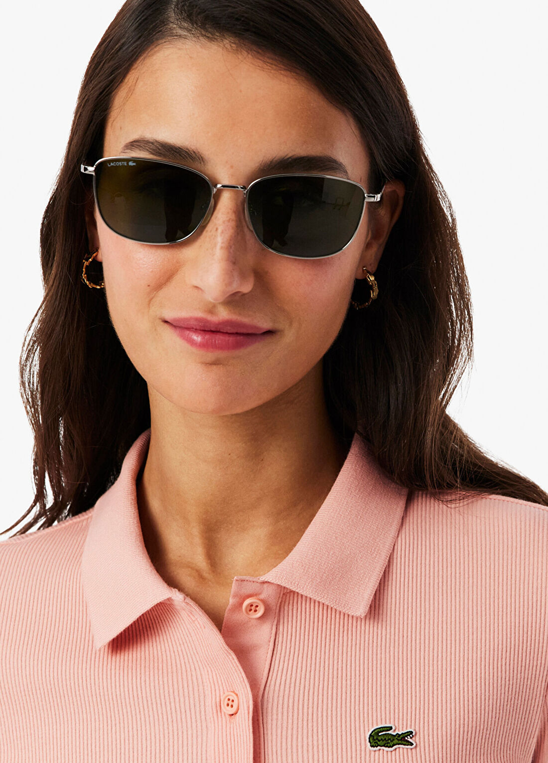 Lacoste Pembe Polo Yaka Slim Fit Kısa Kollu Kadın T-shirt görsel 2