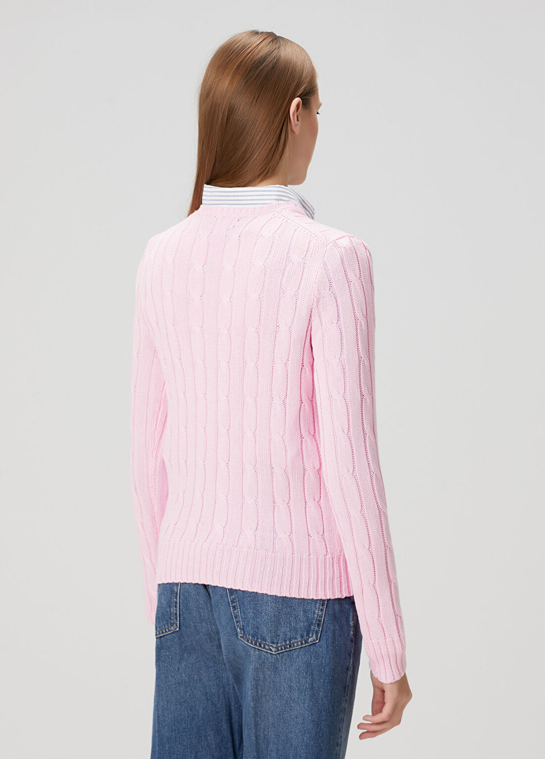 Polo Ralph Lauren Pembe Saç Örgü Triko görsel 4