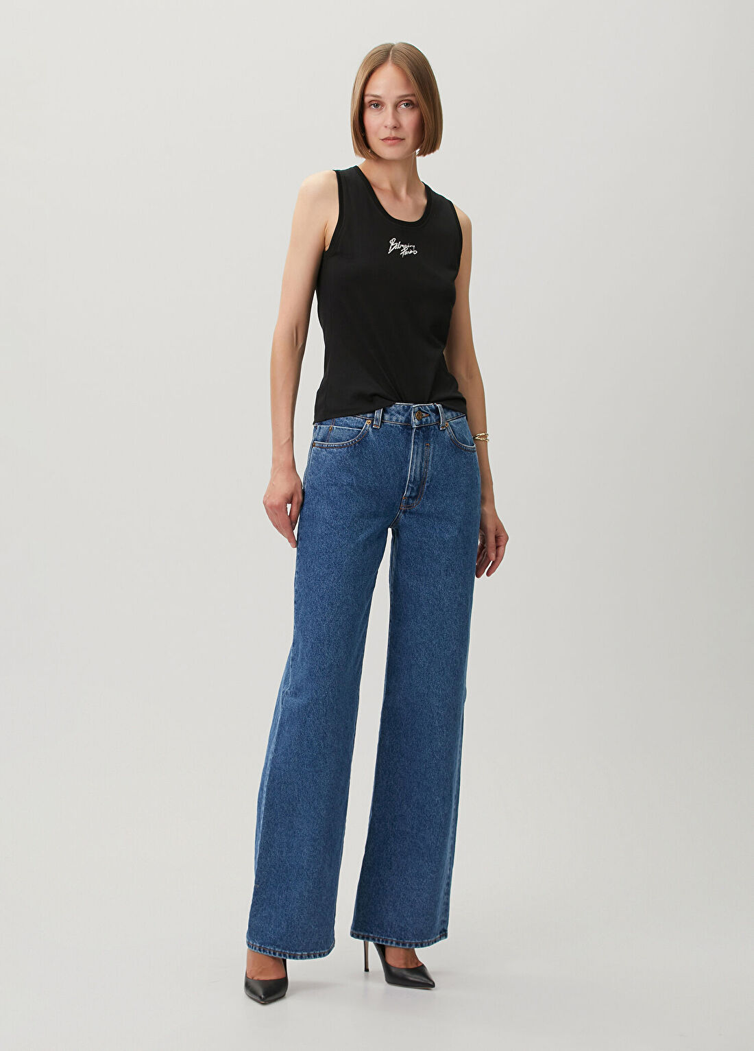 Balmain Koyu Mavi Straight Leg Jean Pantolon