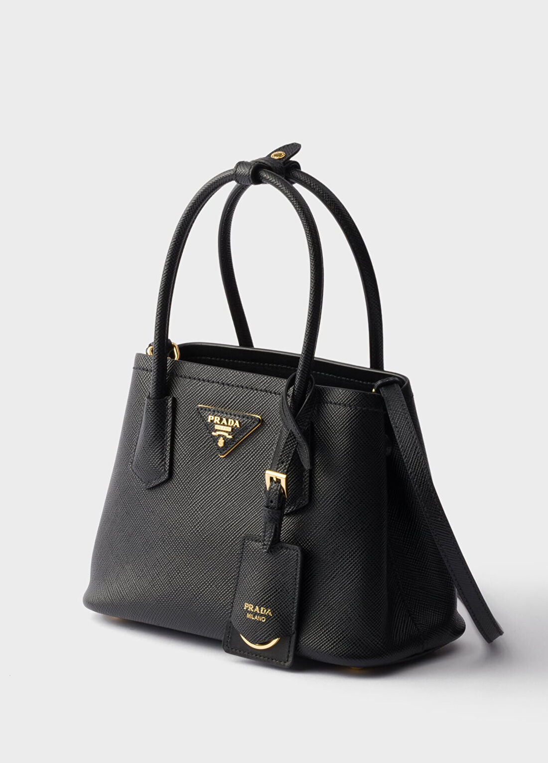 Prada Double Saffiano Siyah Deri Mini Kadın El Çantası görsel 2