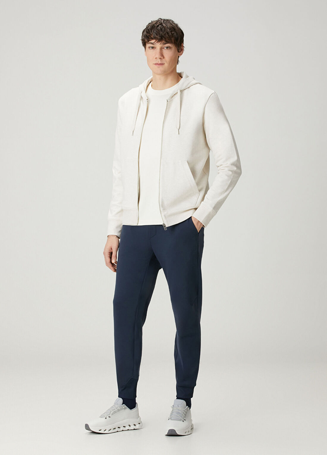 Boss Beyaz Kapüşonlu Jersey Sweatshirt görsel 2