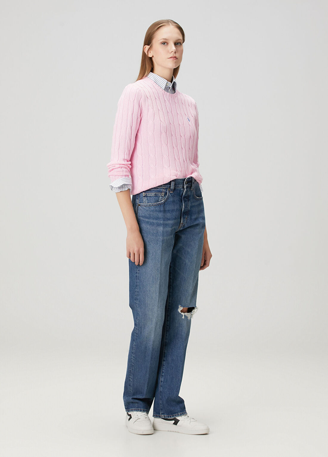 Polo Ralph Lauren Pembe Saç Örgü Triko görsel 2
