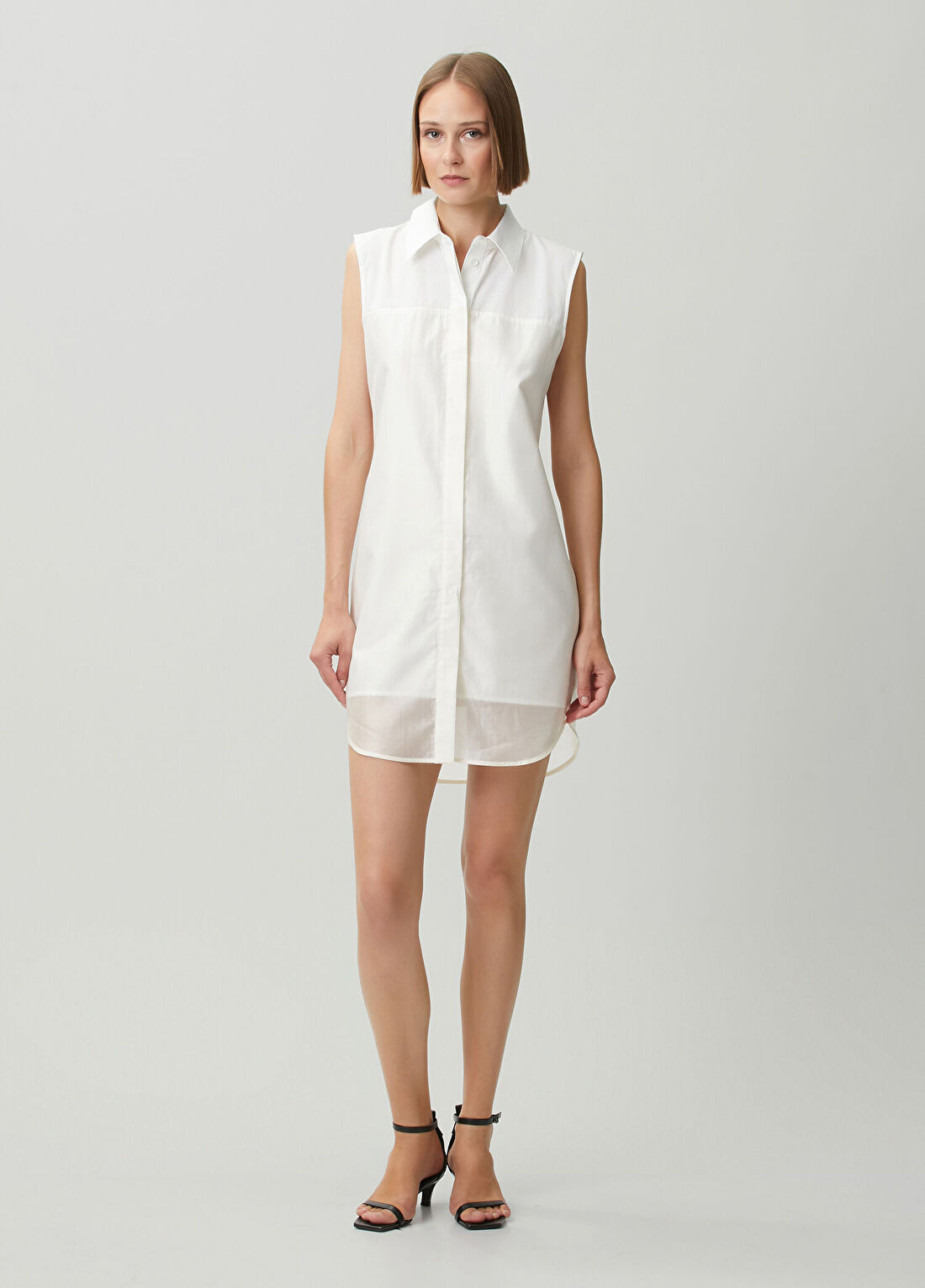 Helmut Lang Ekru Mini Gömlek Elbise