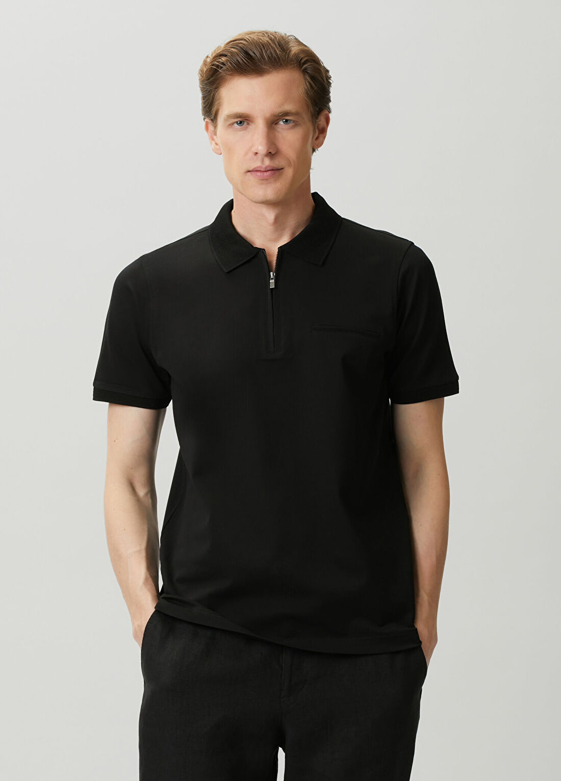Beymen Collection Siyah Polo Yaka Cep Detaylı T-shirt