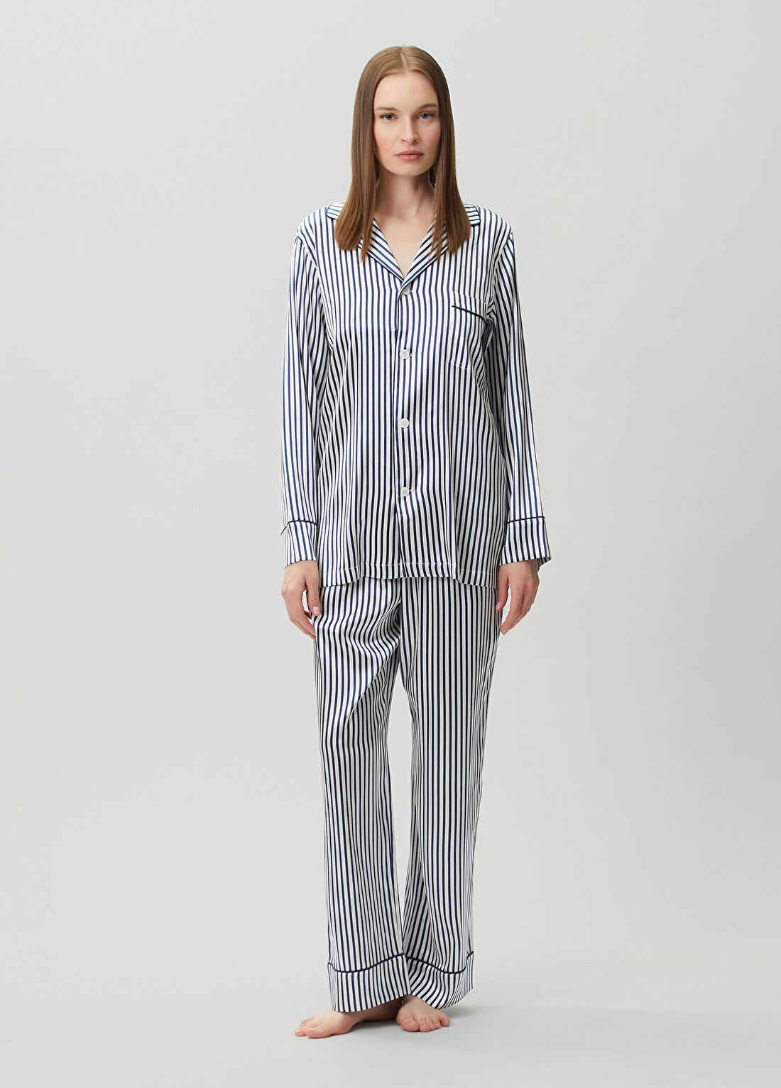 Polo Ralph Lauren-Lingerie Lacivert Çizgili Pijama Takımı