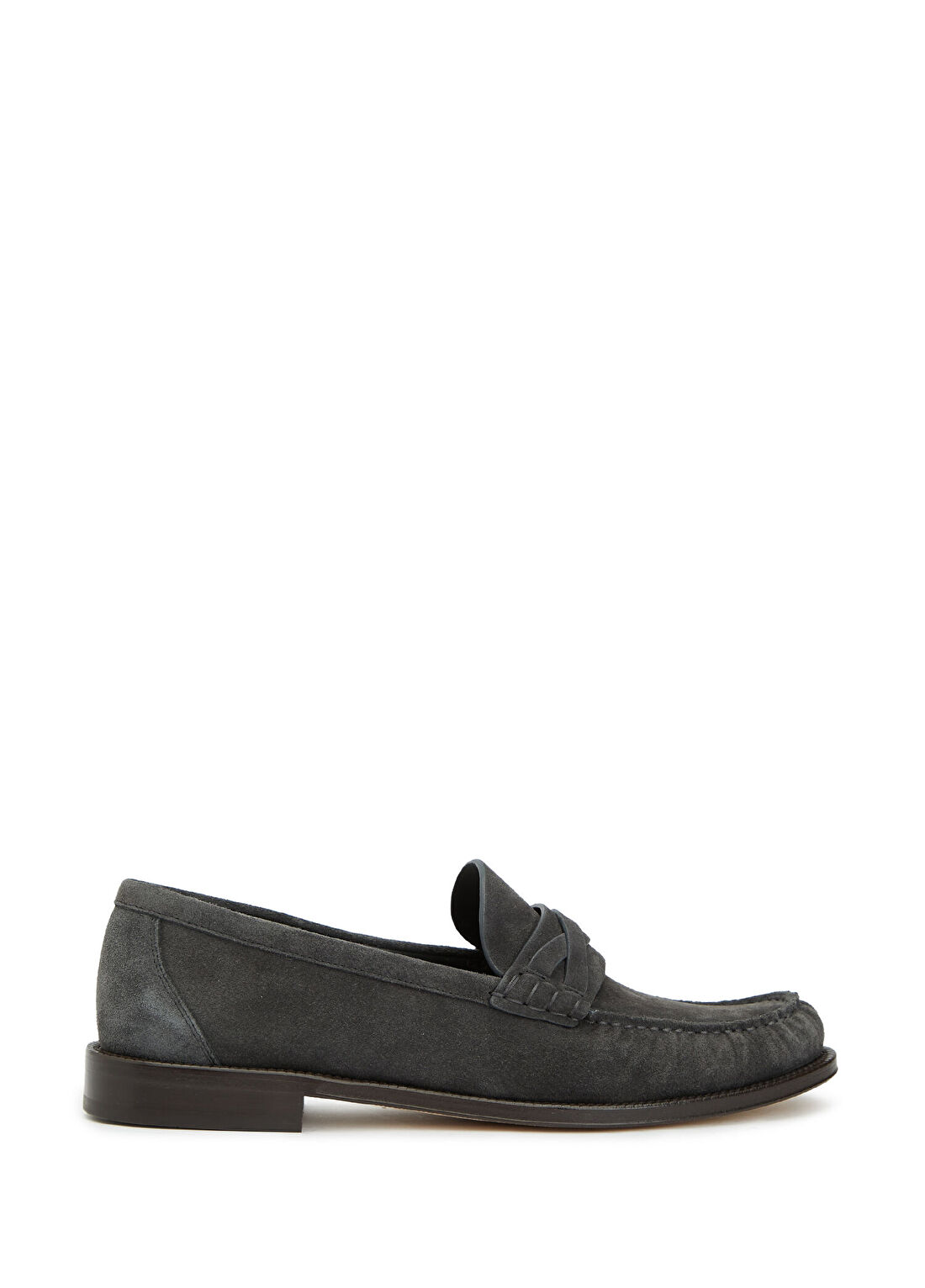 Brunello Cucinelli Koyu Gri Erkek Süet Loafer
