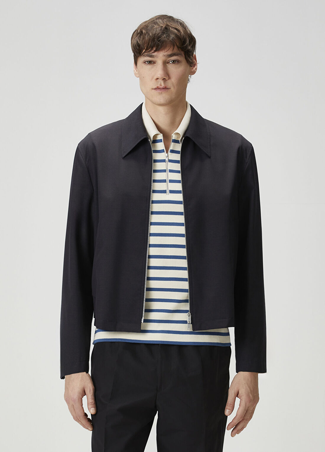 Jil Sander Lacivert Yün Poplin Ceket