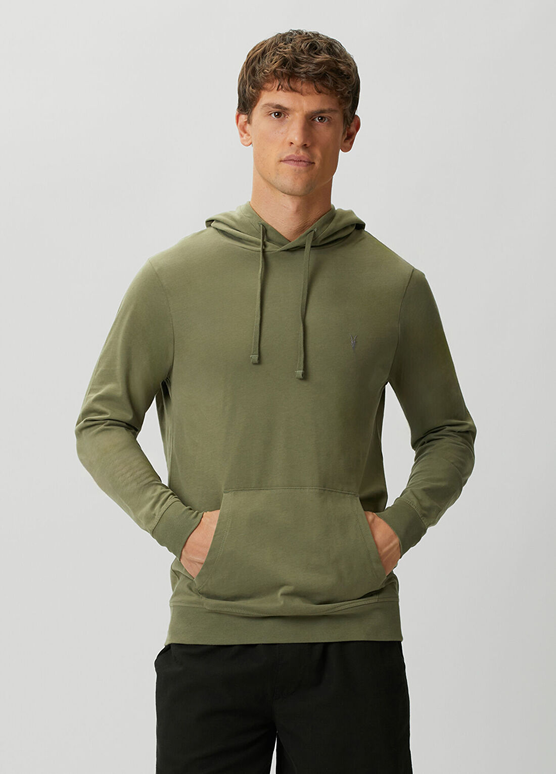 AllSaints Brace Haki Kapüşonlu Sweatshirt