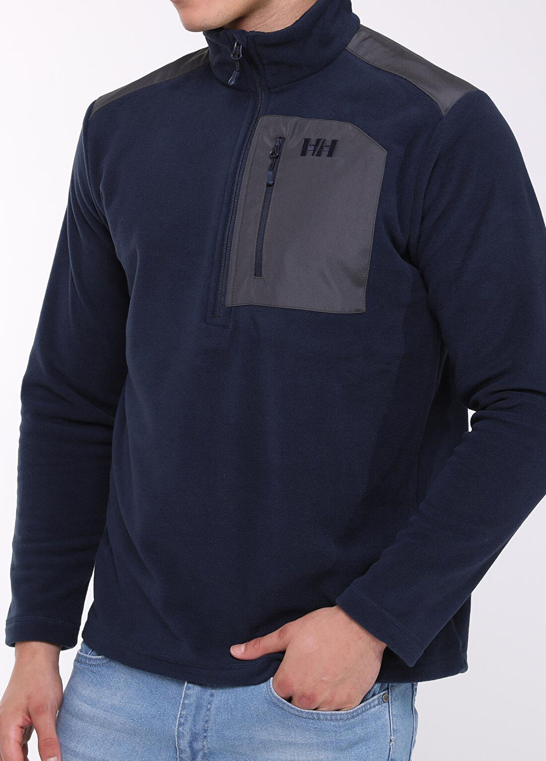 Helly Hansen Block Navy Yarım Fermuarlı Erkek Polar görsel 4