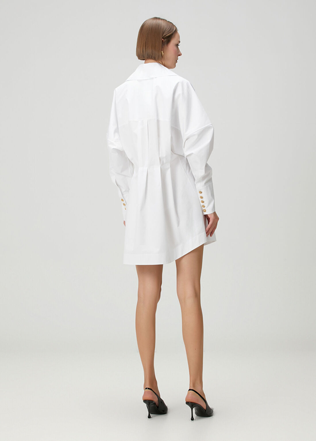 Balmain Beyaz Mini Gömlek Elbise görsel 4