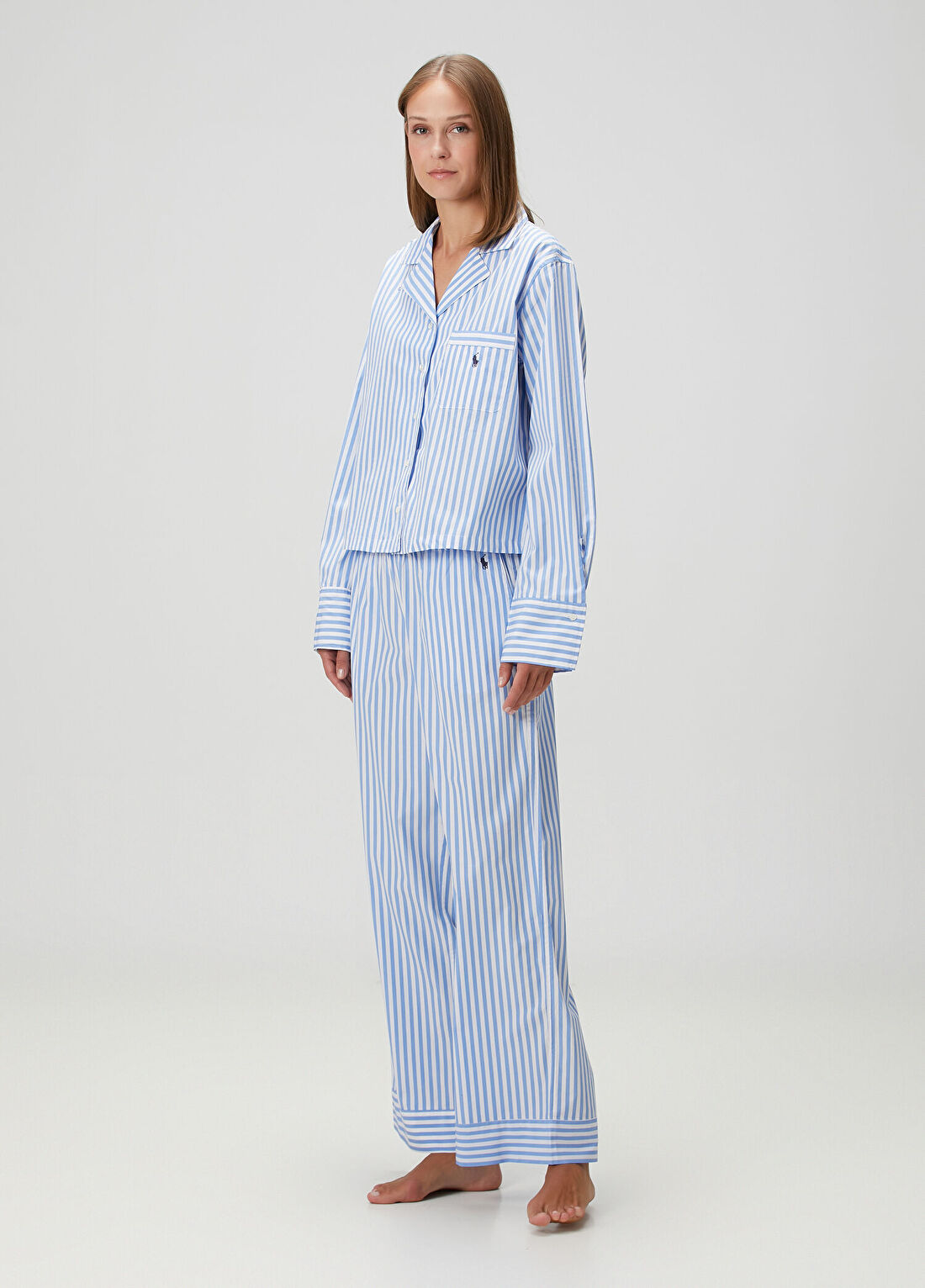Polo Ralph Lauren-Lingerie Mavi Çizgili Pijama Takımı