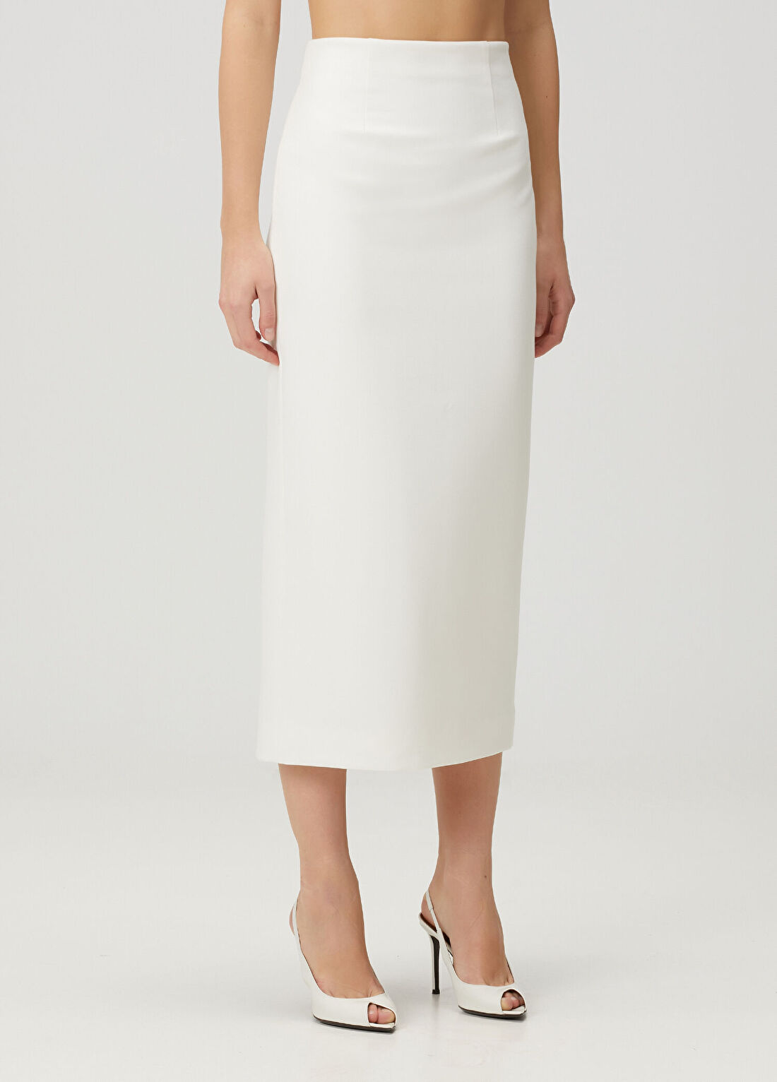 Roland Mouret Krem Midi Krep Etek görsel 3