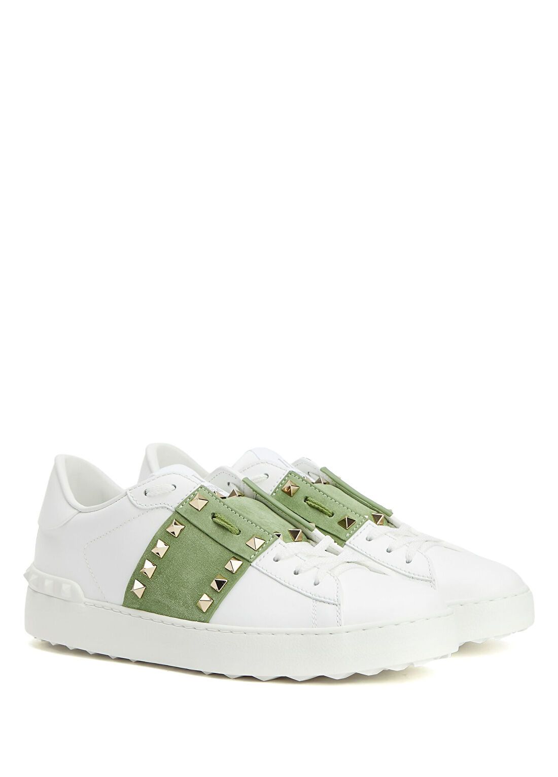Valentino Garavani Open Royco Beyaz Yeşil Kadın Deri Sneaker görsel 2