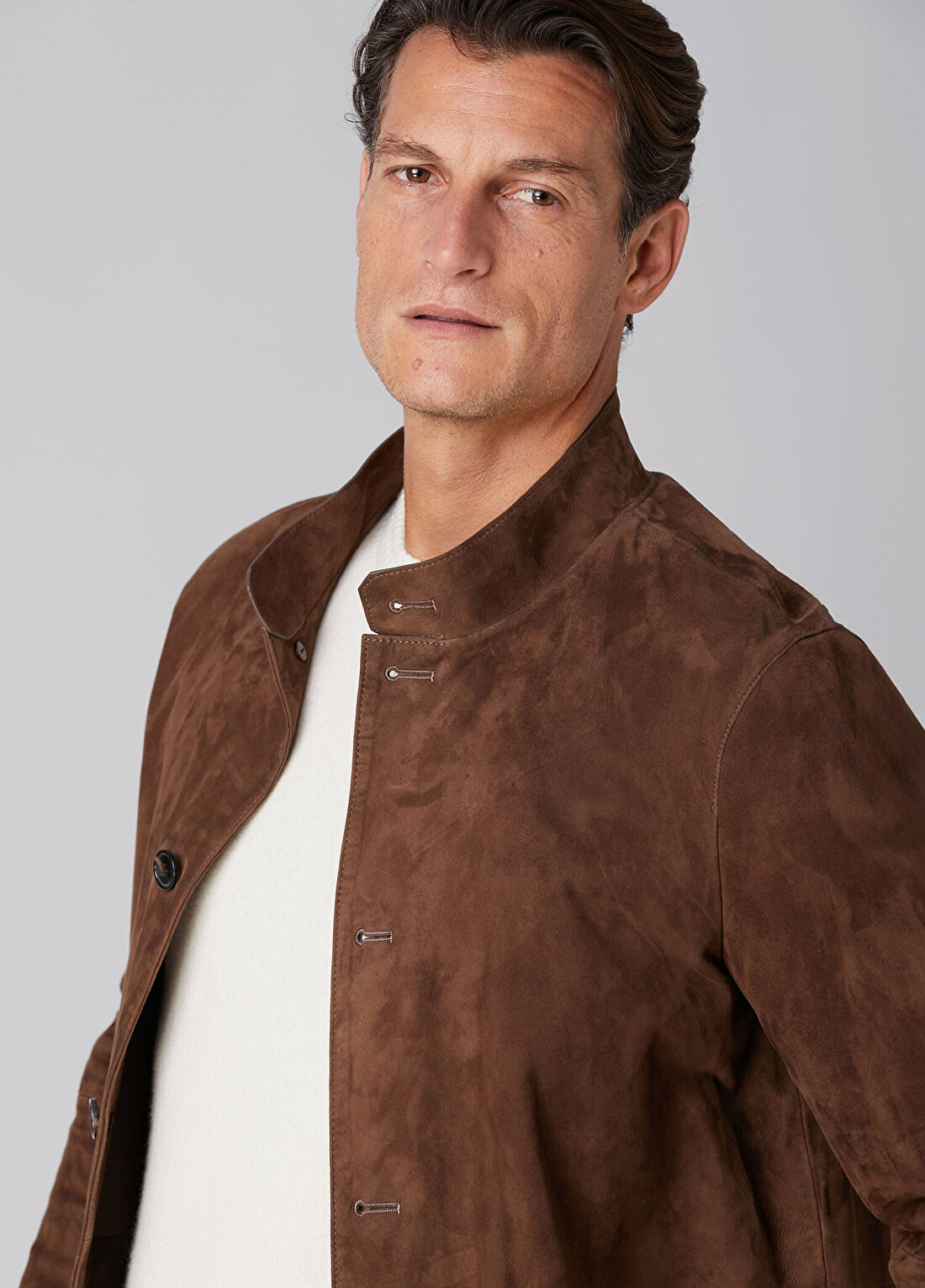 Beymen Collection Açık Kahverengi Dik Yaka Süet Ceket görsel 4