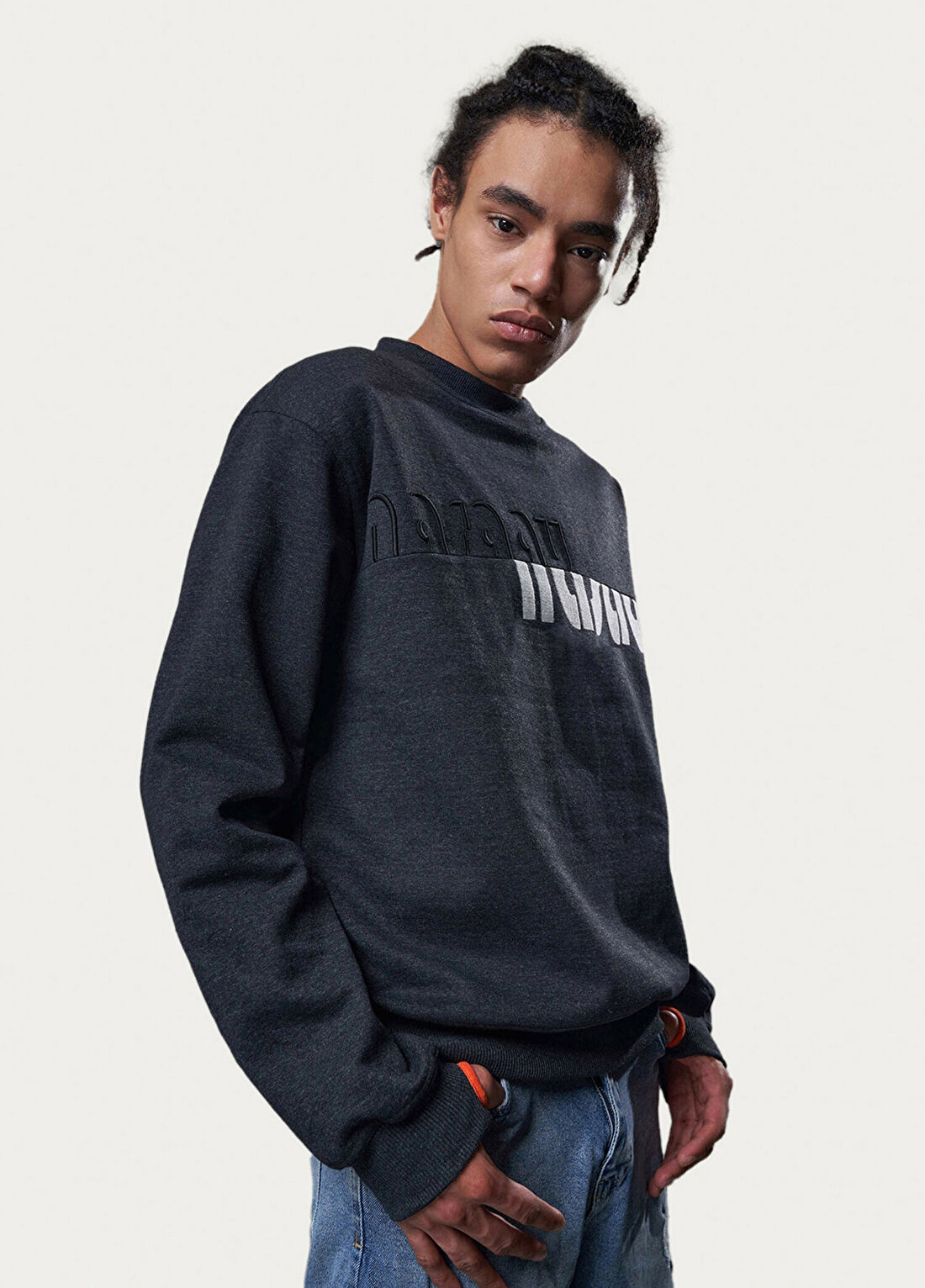 Nasaqu Rebu Regular Fit Antrasit Sweatshirt görsel 3