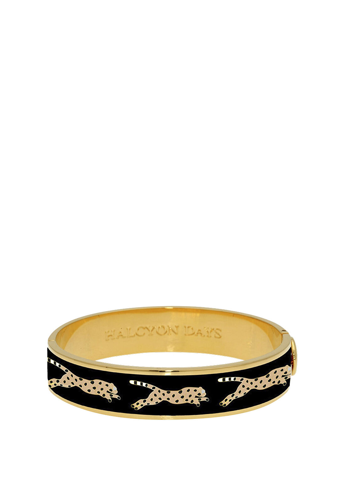 Halcyon Days Leopard Black Gold Hinged Kadın Bileklik