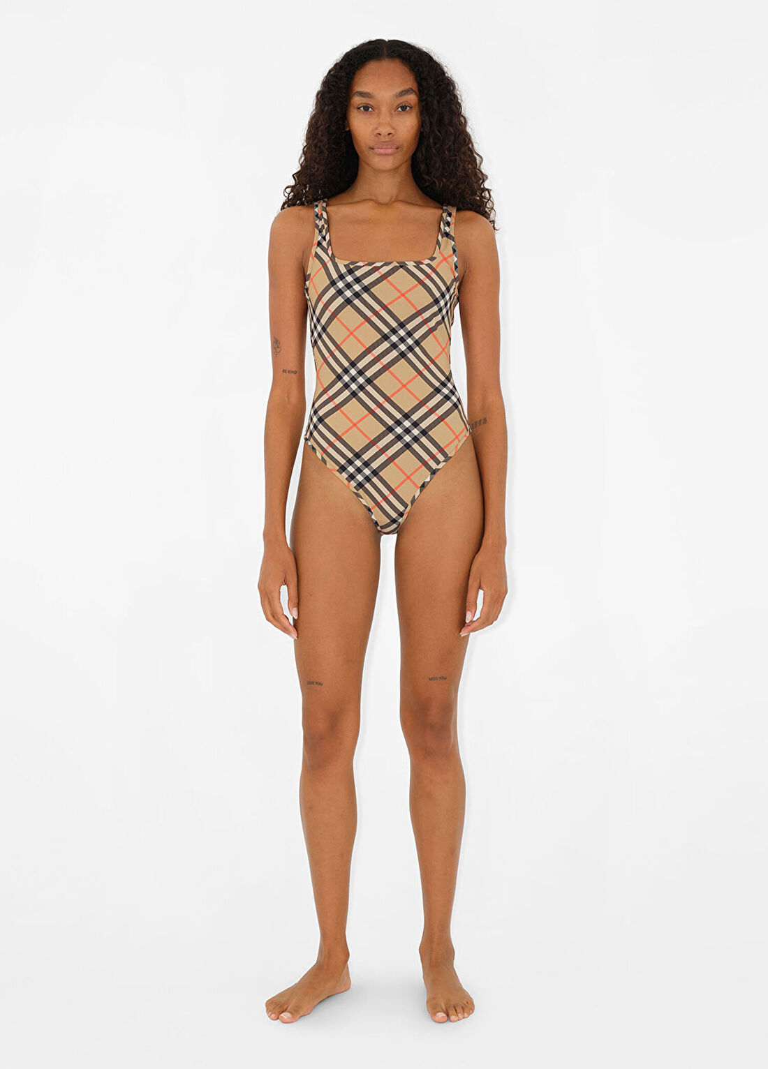 Burberry Check Bej Kadın Mayo görsel 3