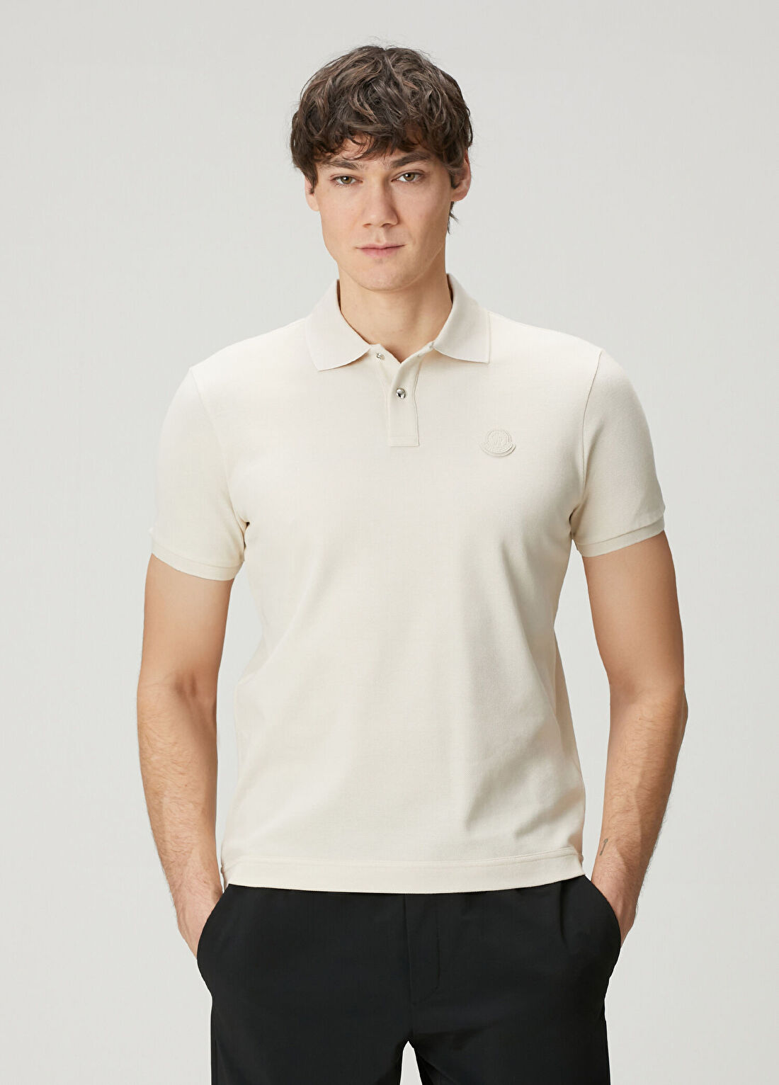 Moncler Kırık Beyaz Polo Yaka T-shirt