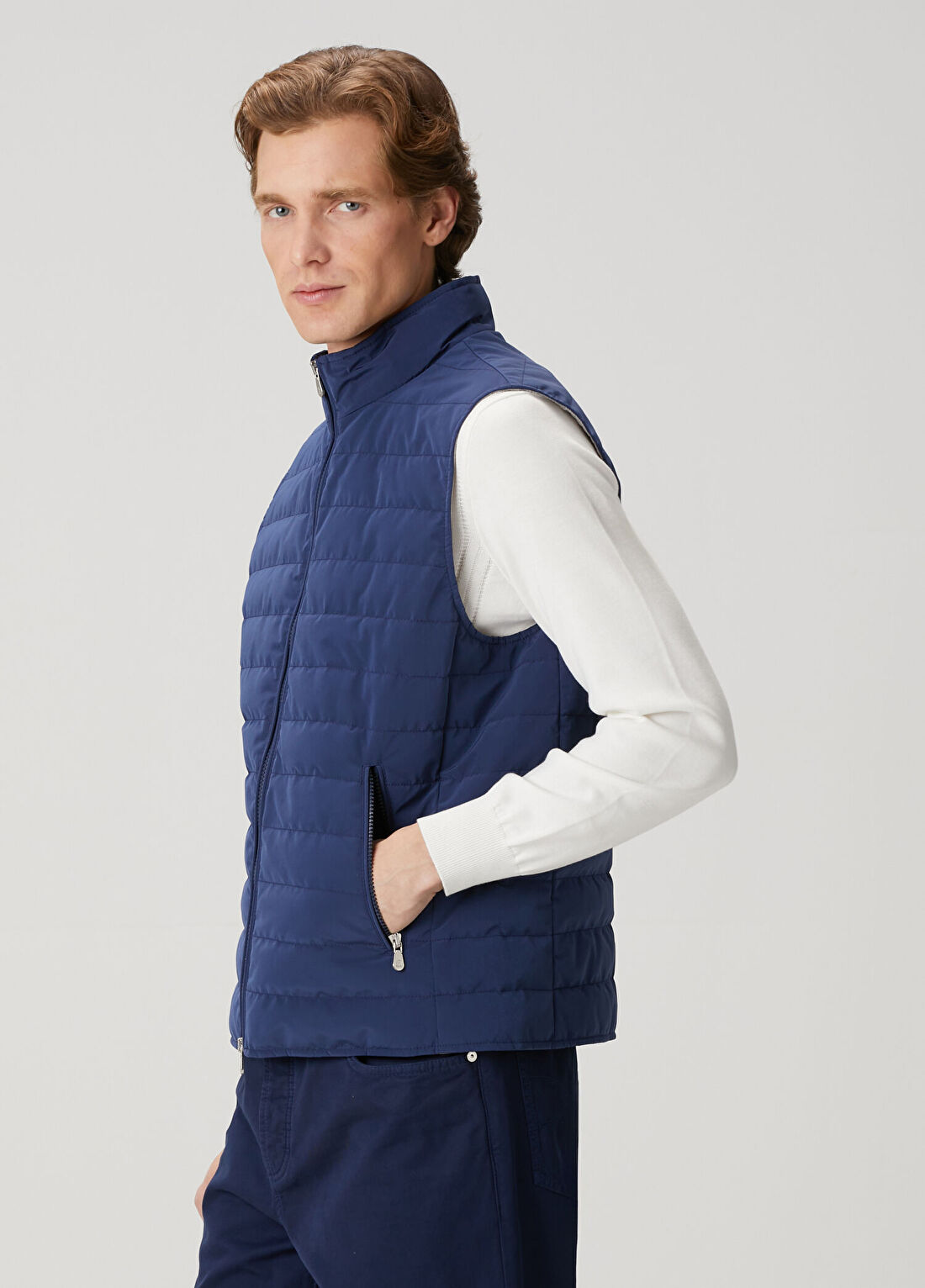 Brunello Cucinelli Koyu Mavi Puff Yelek görsel 3