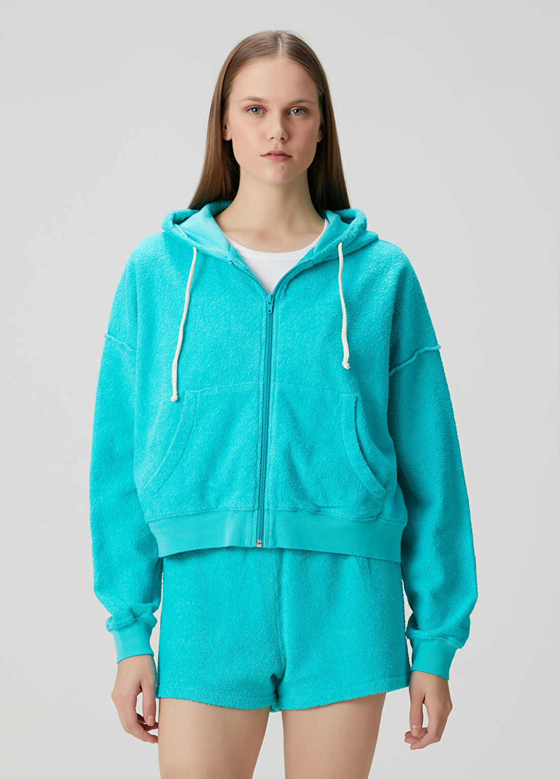 American Vintage Bobypark Mavi Kapüşonlu Sweatshirt