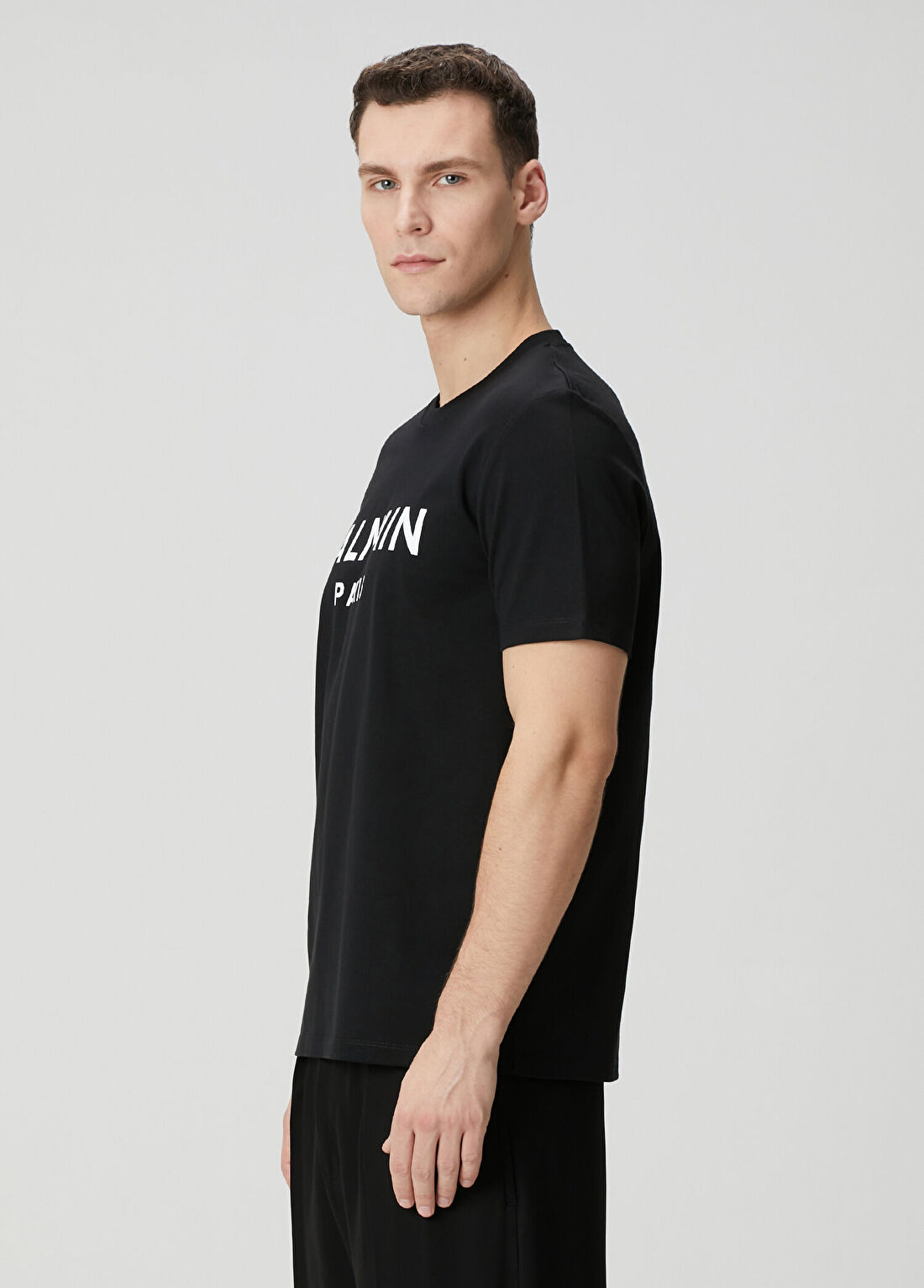 Balmain Siyah Logo Baskılı T-shirt görsel 3
