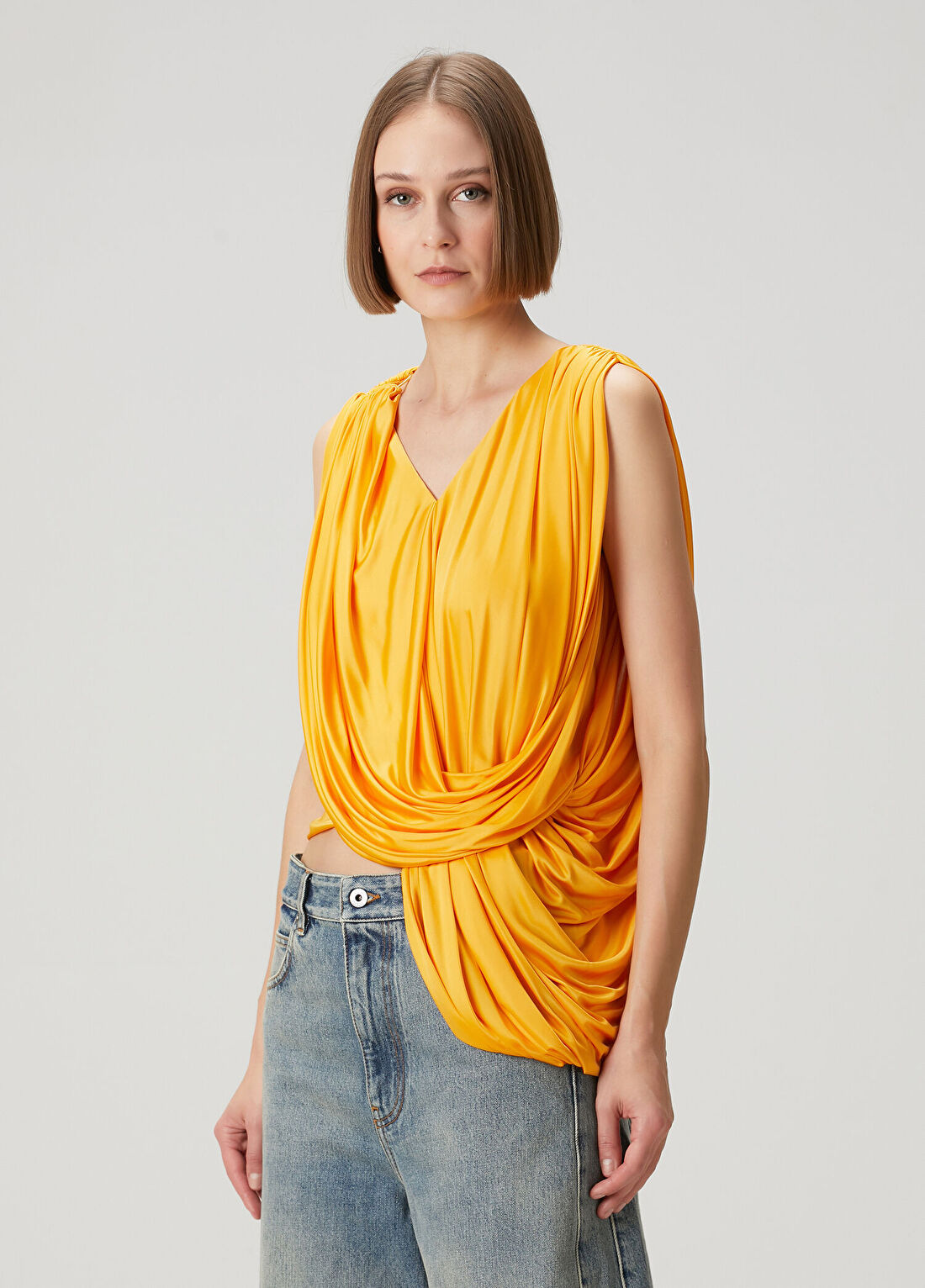 Loewe Koyu Sarı Drapeli Bluz