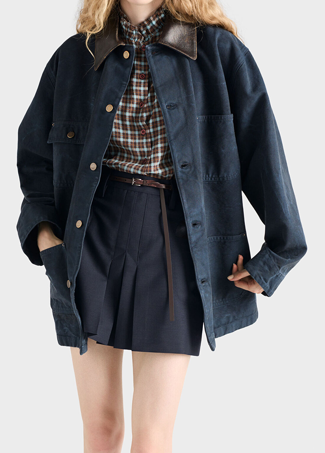 Prada Kid Mohair Mavi Kadın Mini Etek görsel 3