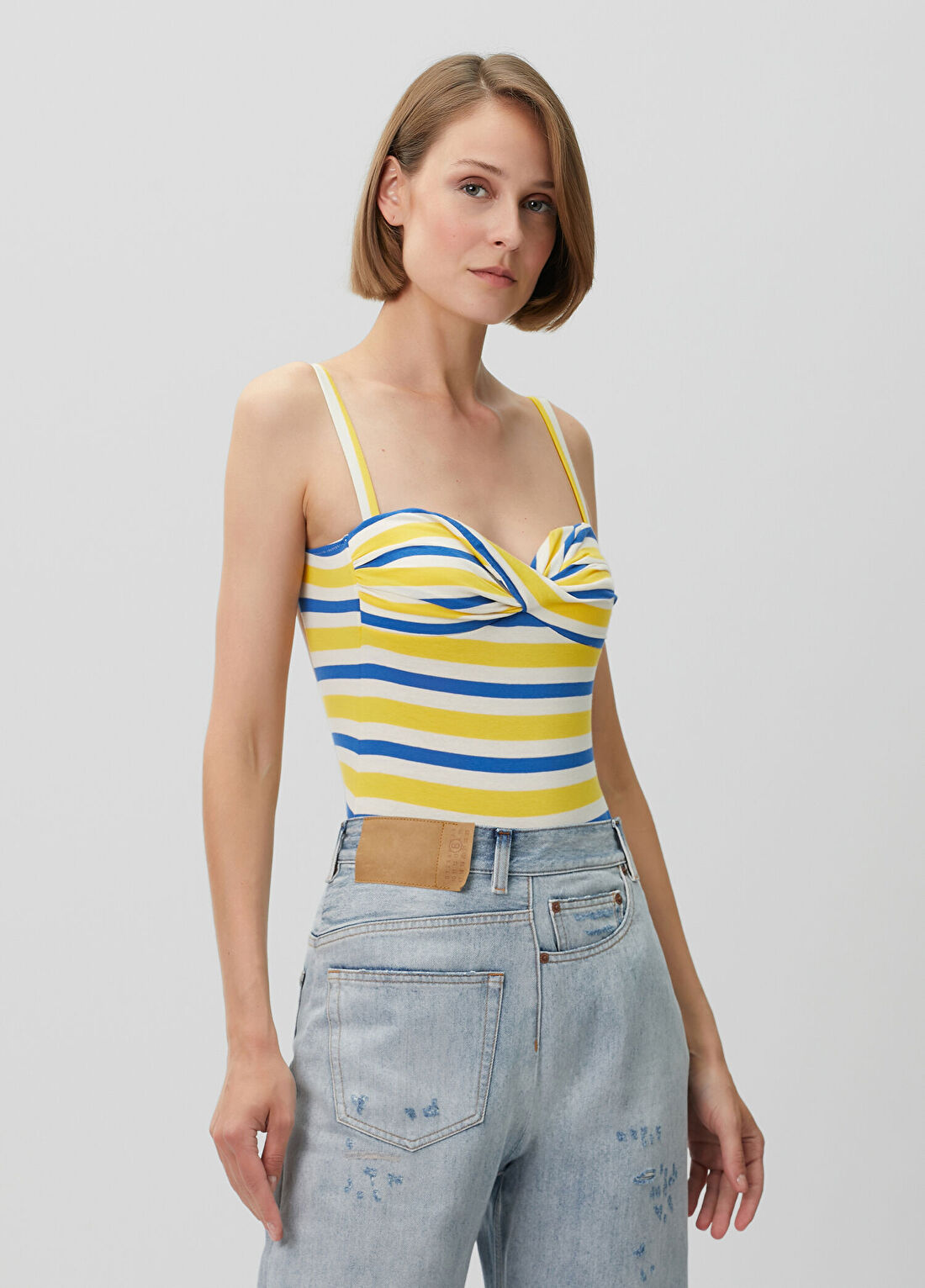MM6 Maison Margiela Mavi Sarı Çizgili Body