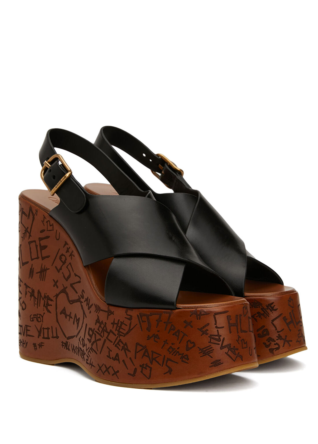 Chloe Maxime Wedge Siyah Kadın Deri Espadril görsel 2