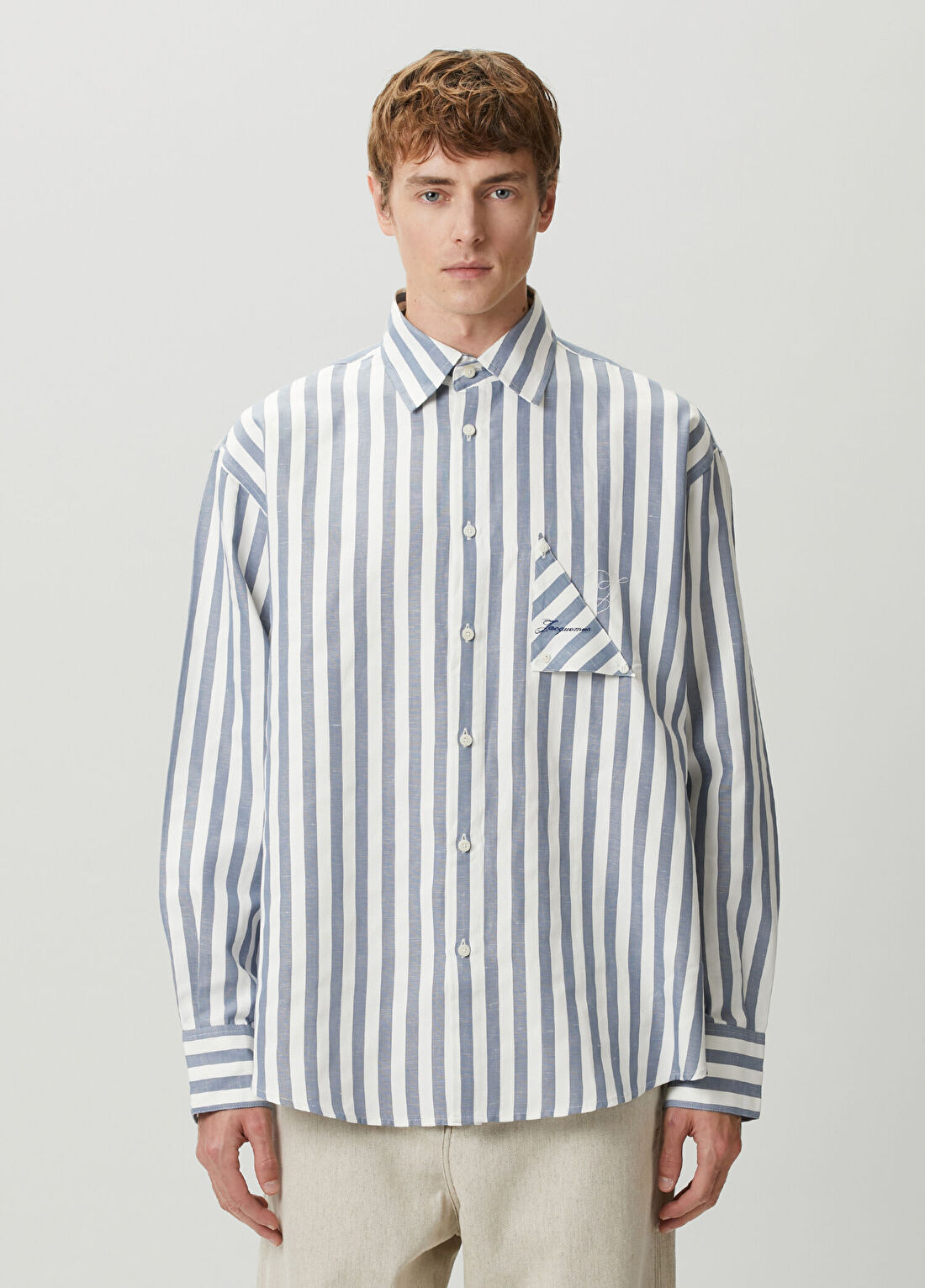 Jacquemus Mavi Beyaz Çizgi Desenli Gömlek görsel 3