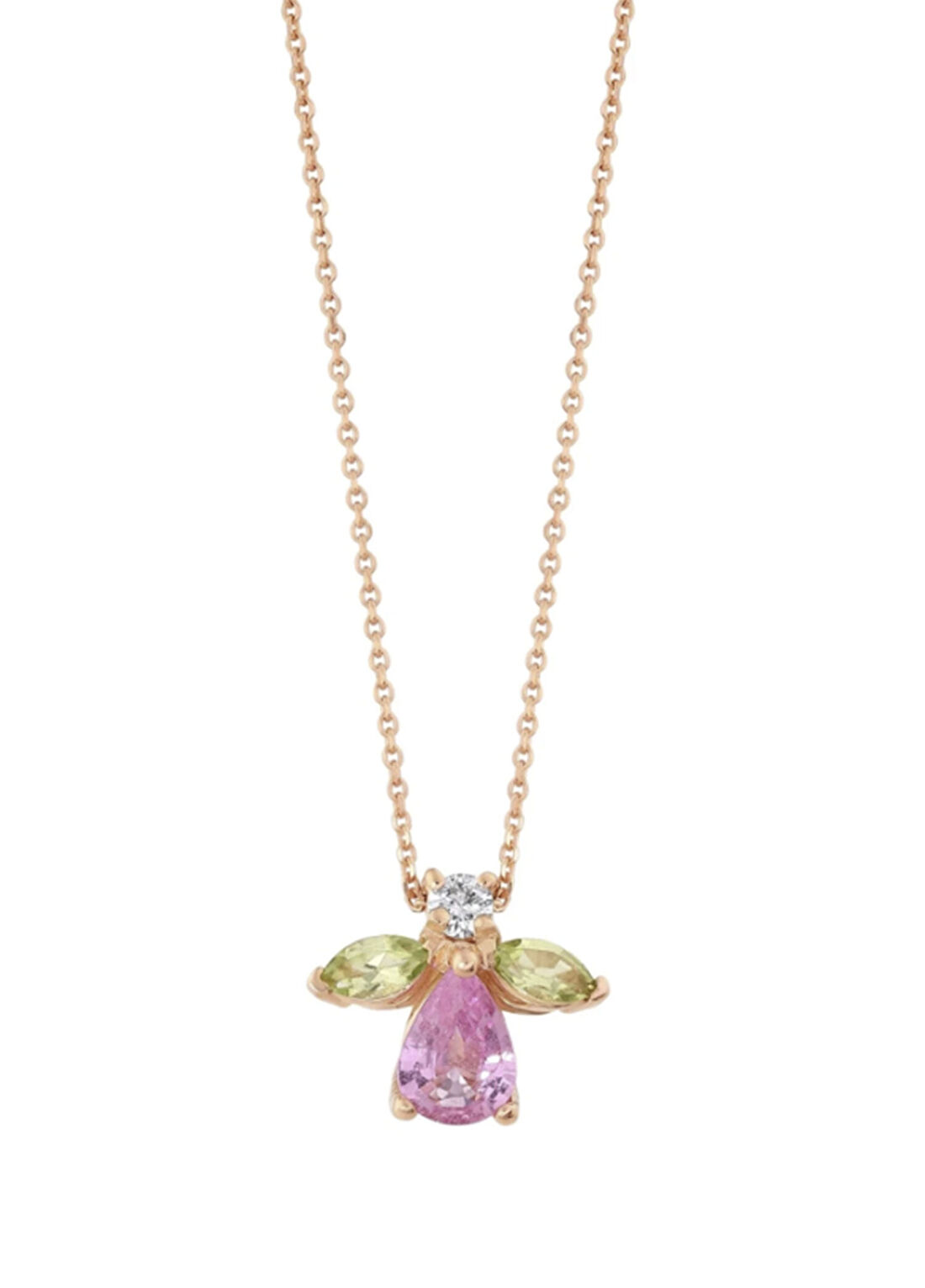 Bee Goddess Queen Bee Maya Pırlantalı Pembe Safir Kadın Altın