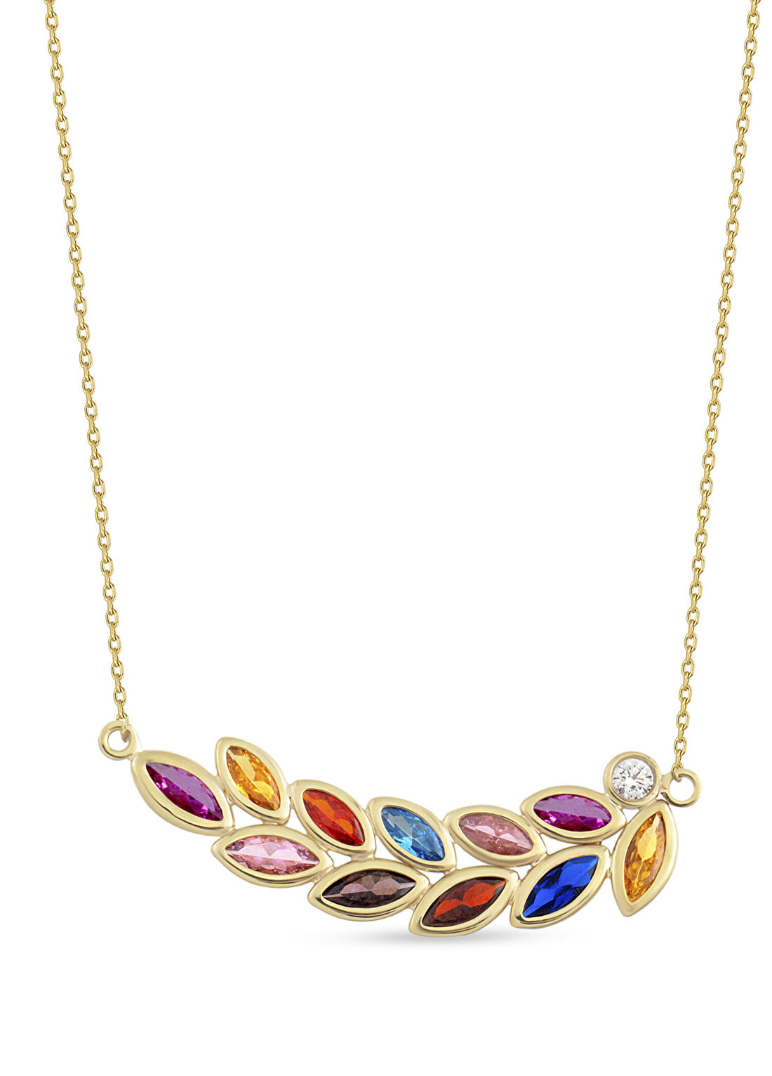 Orena Jewelry Bunch Pırlanta Taşlı 14 Ayar Altın Kadın Kolye