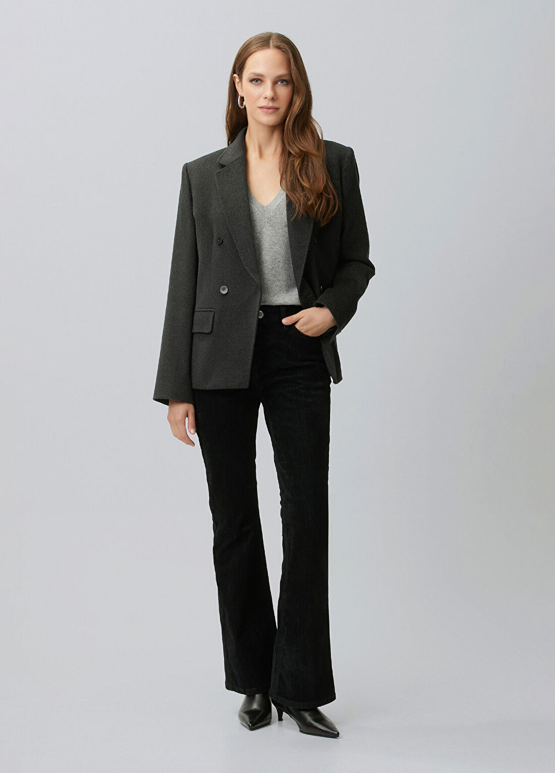 Network Siyah Flok Baskılı Denim Pantolon
