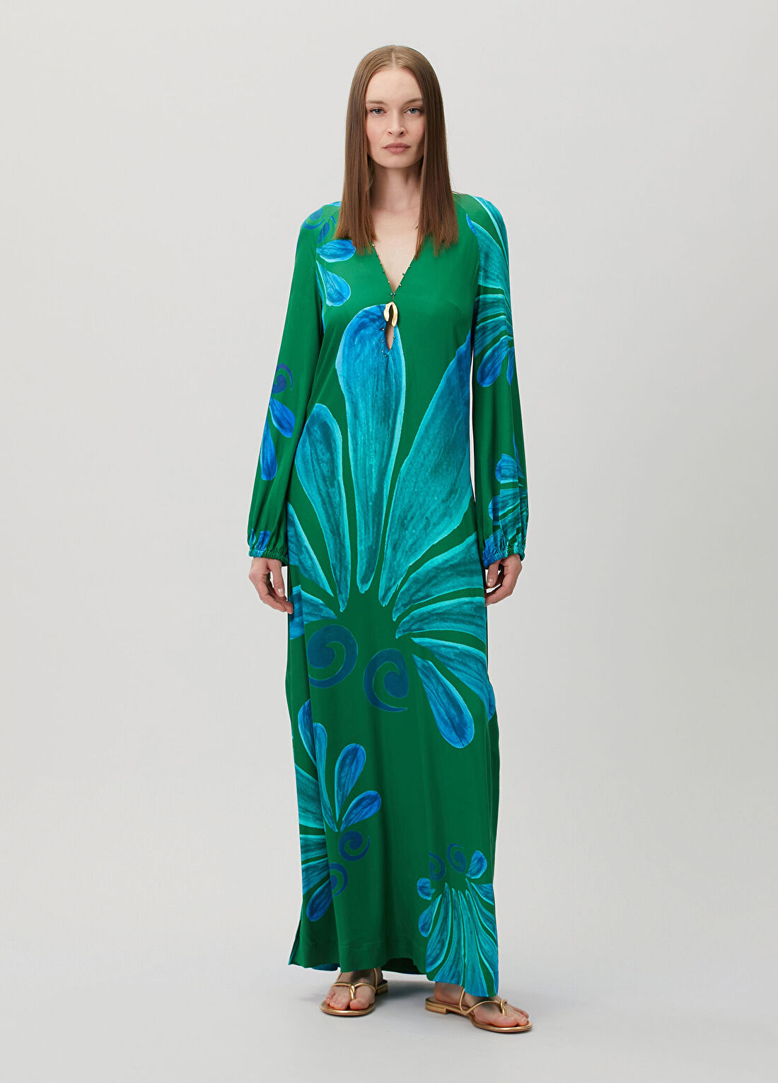 Themisz Alcmene Yeşil Mavi Uzun Kaftan